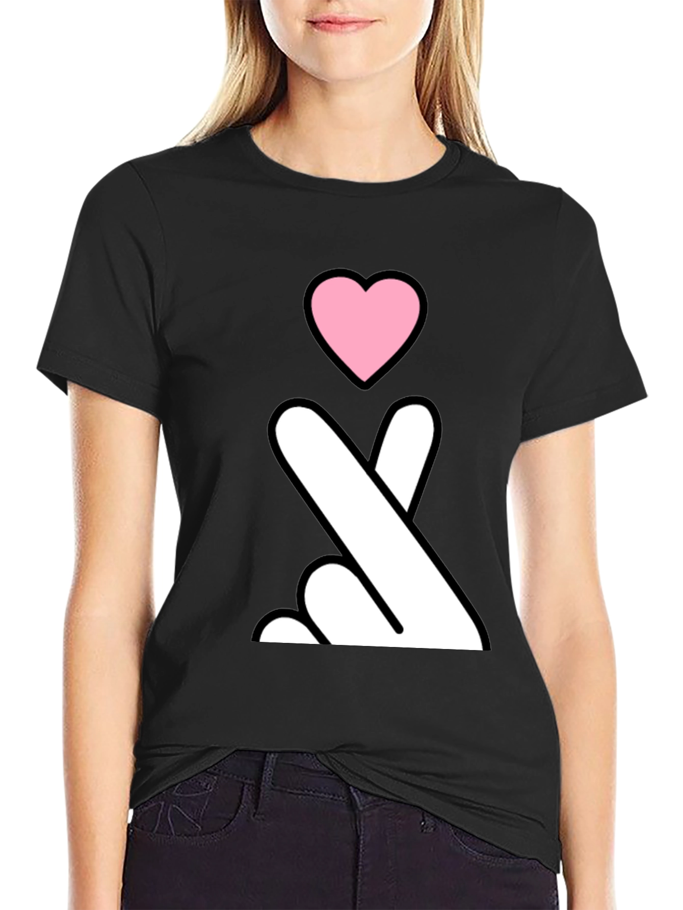 Black Heart Sign Black T-Shirt view 2