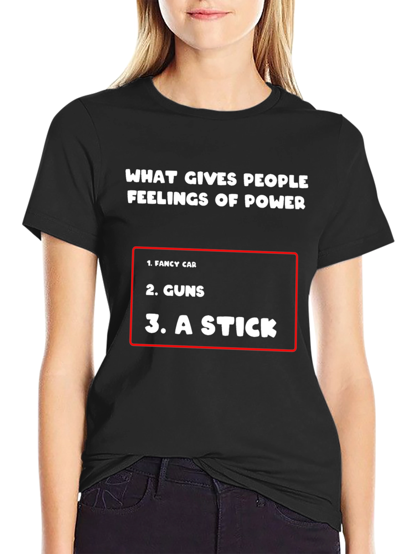 Black Funny Power List T-Shirt view 2