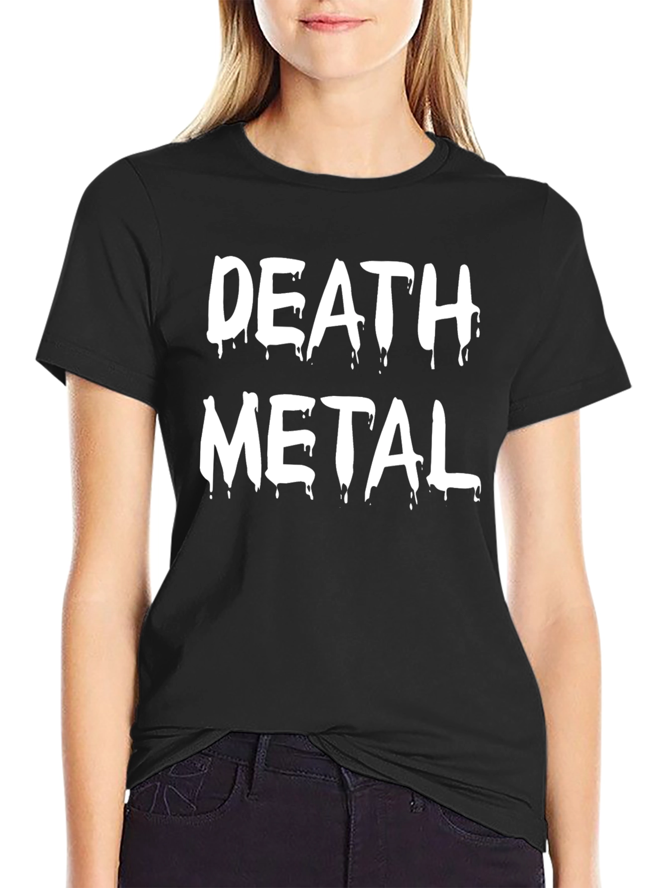 Black Death Metal Graphic Tee - Black Cotton Shirt view 2