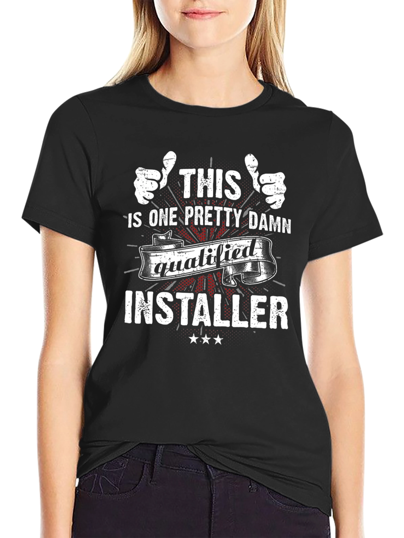 Black Qualified Installer Graphic Tee - Funny Job Pride Shirt view 2