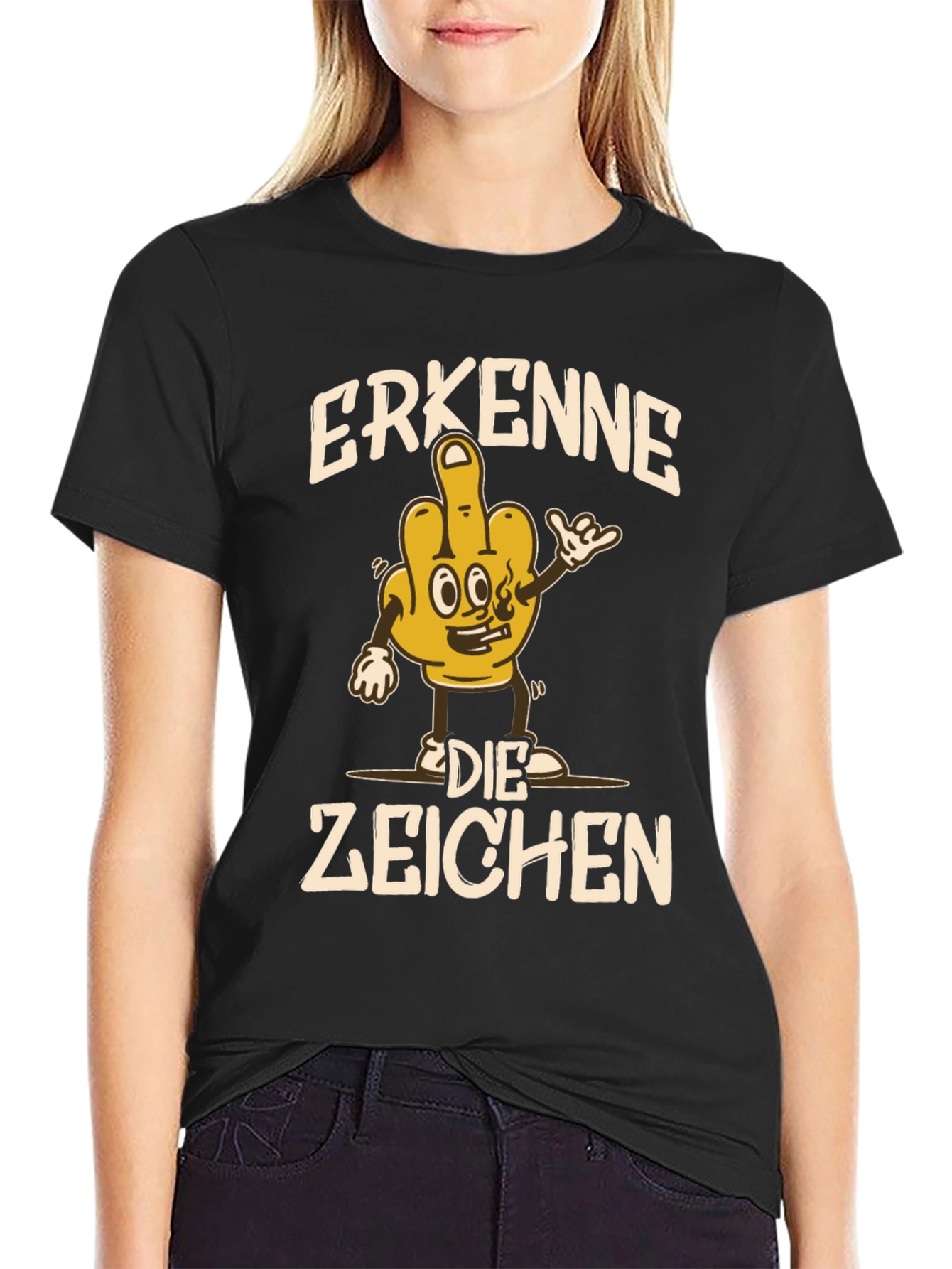 Black Erkenne Die Zeichen Graphic Tee view 2