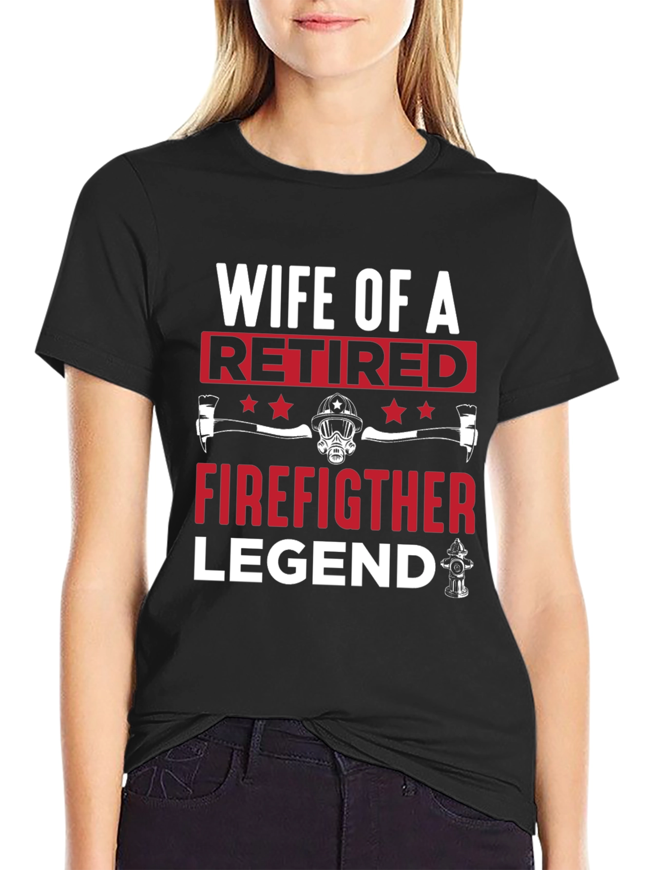 Black Wife of Retired Firefighter Legend T-Shirt view 2
