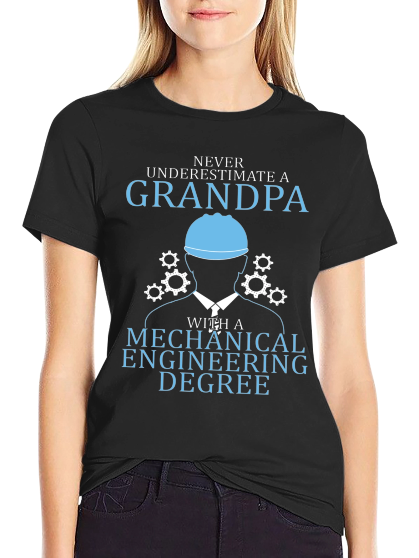 Black Mechanical Engineering Grandpa T-Shirt view 2