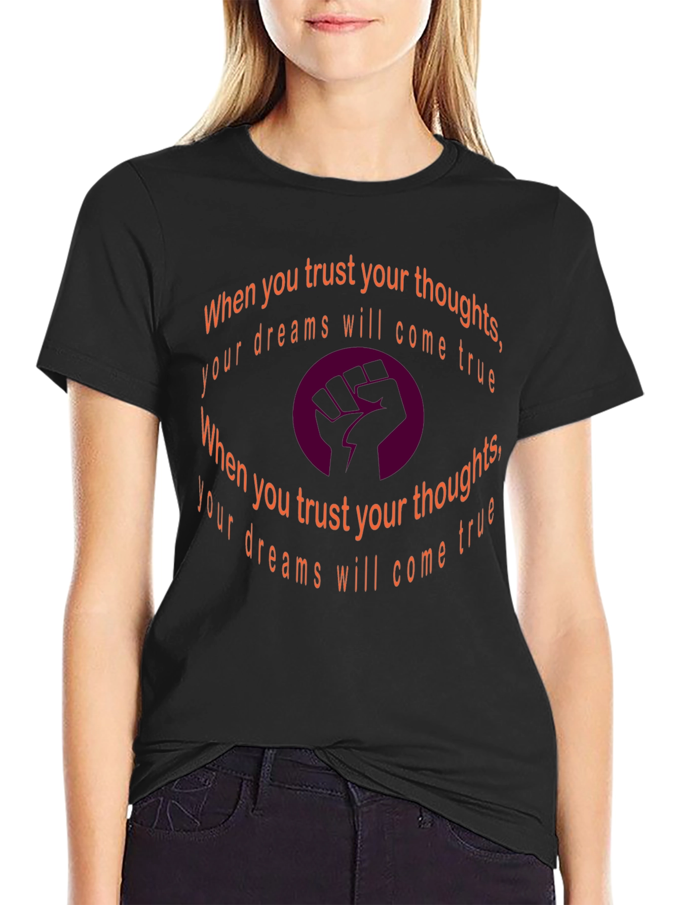 Black Trust Your Thoughts T-Shirt view 2