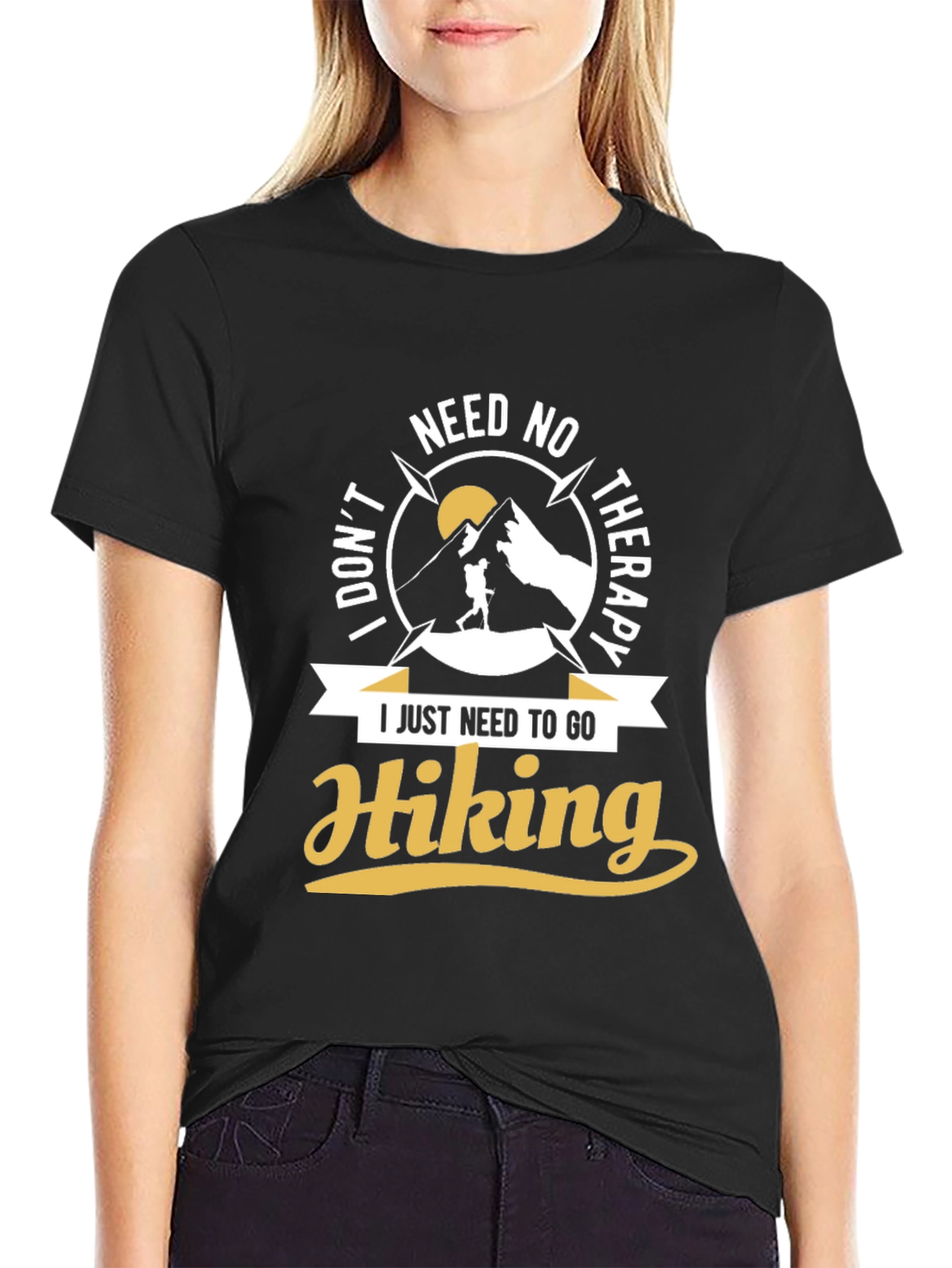 Black Hiking Therapy T-Shirt view 2