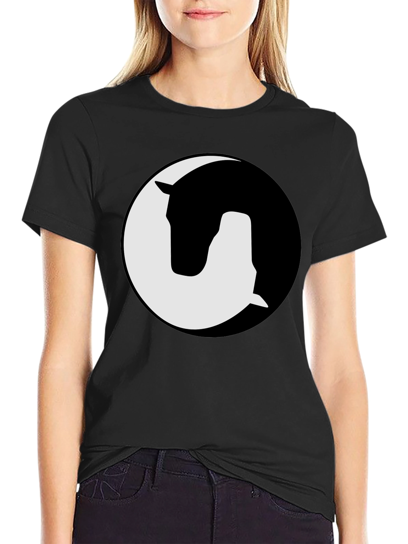 Black Horse Silhouette Graphic Tee - Stylish Black Shirt view 2