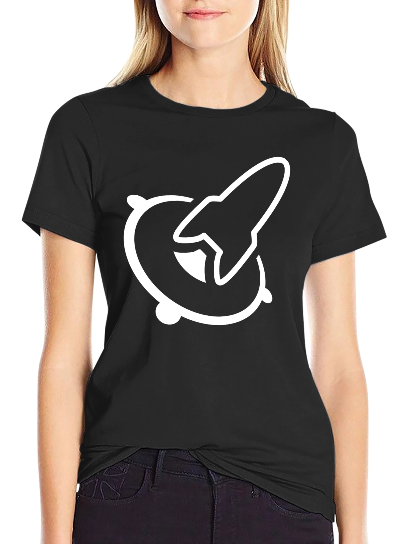 Black Rocket Orbit Graphic Tee - Black Cotton T-Shirt view 2