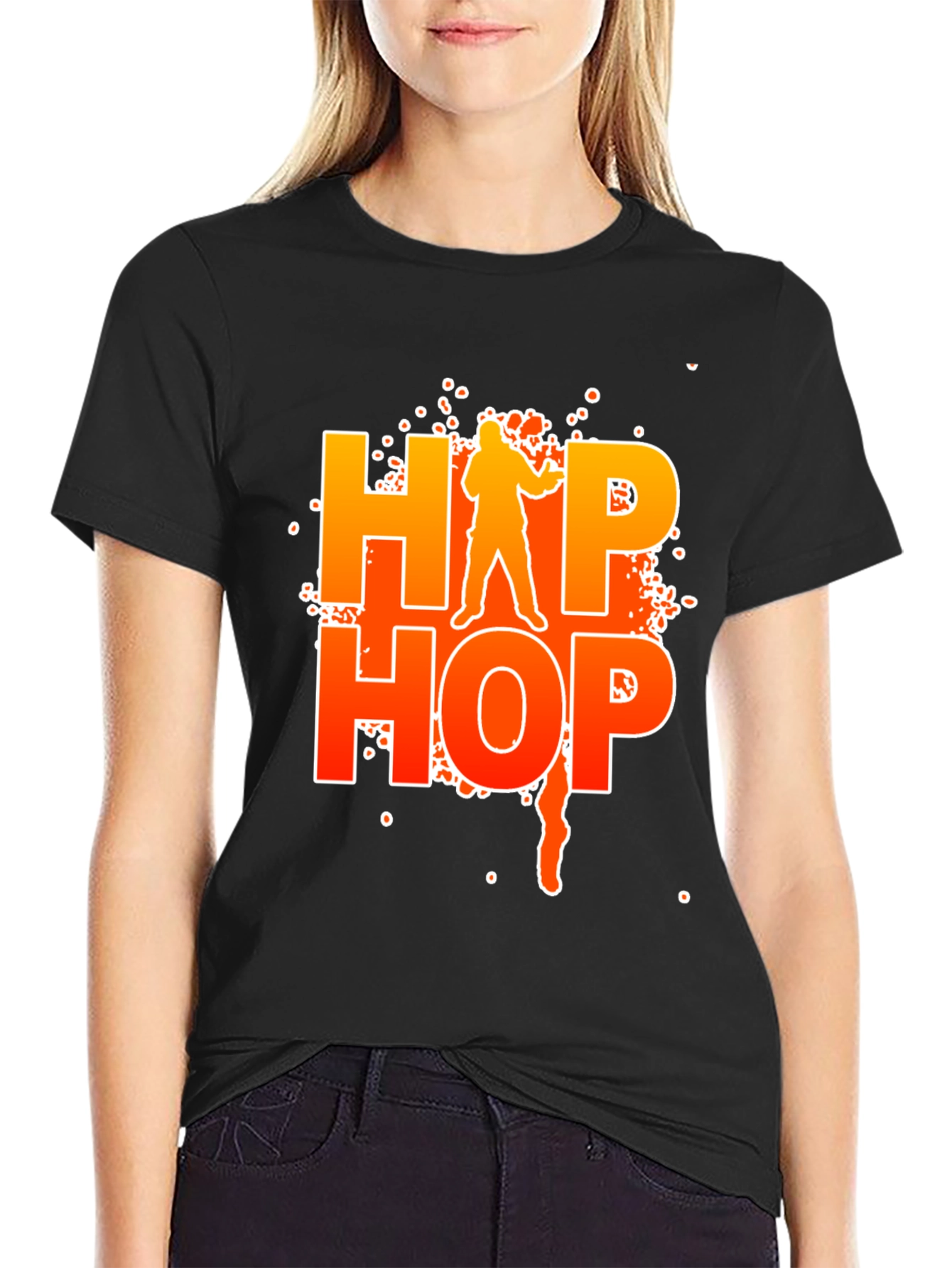 Black Hip Hop Graphic Black T-Shirt view 2
