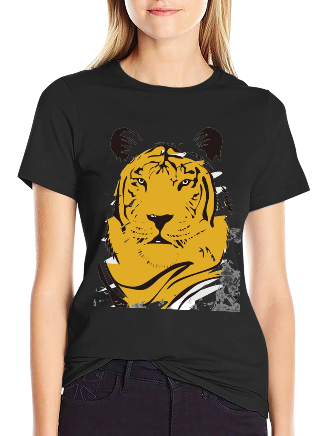 Black Bold Tiger Graphic T-Shirt - Men's Black Tee view 2