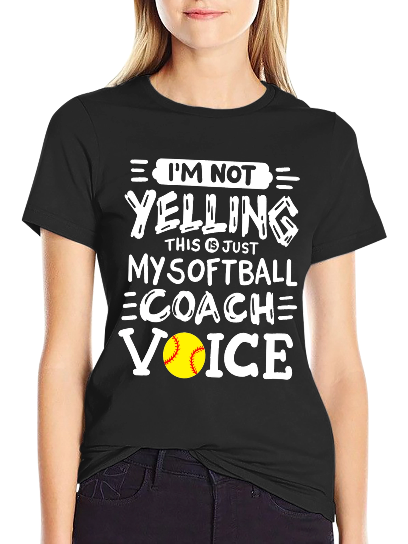 Black Softball Coach Voice T-Shirt - Funny Slogan Tee view 2