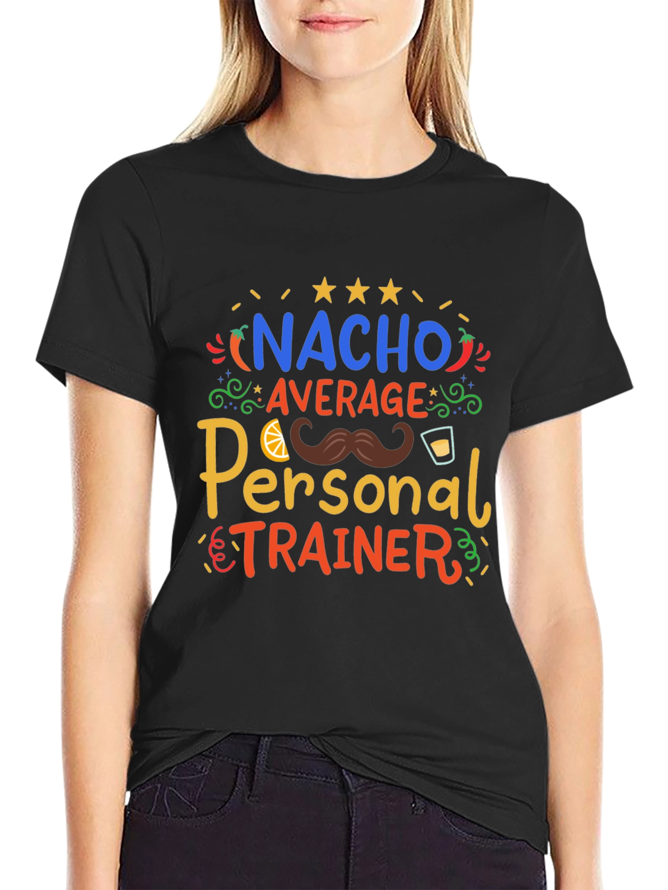 Black Nacho Average Personal Trainer T-Shirt view 2