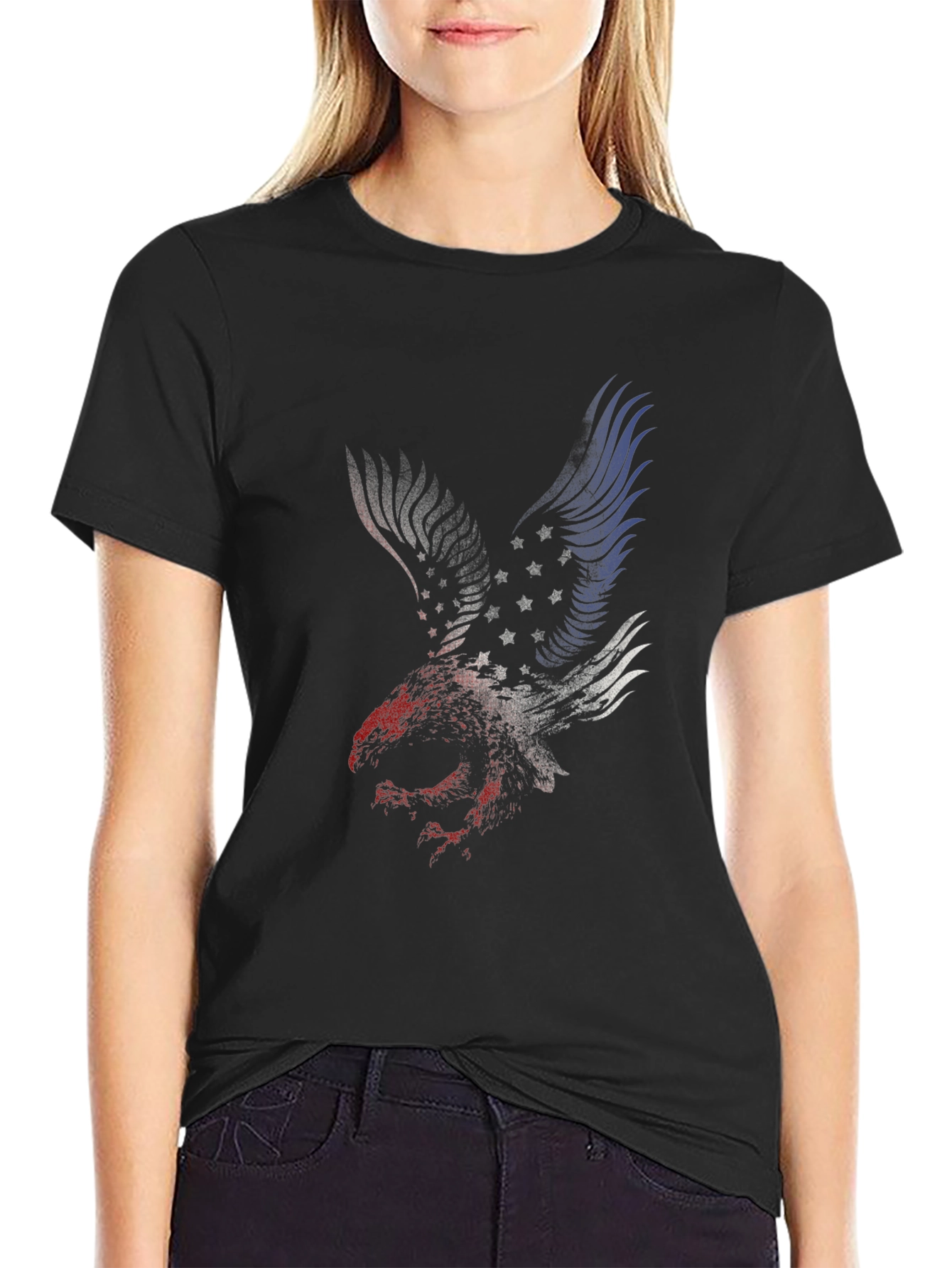 Black American Eagle Graphic Tee - Patriotic Style view 2