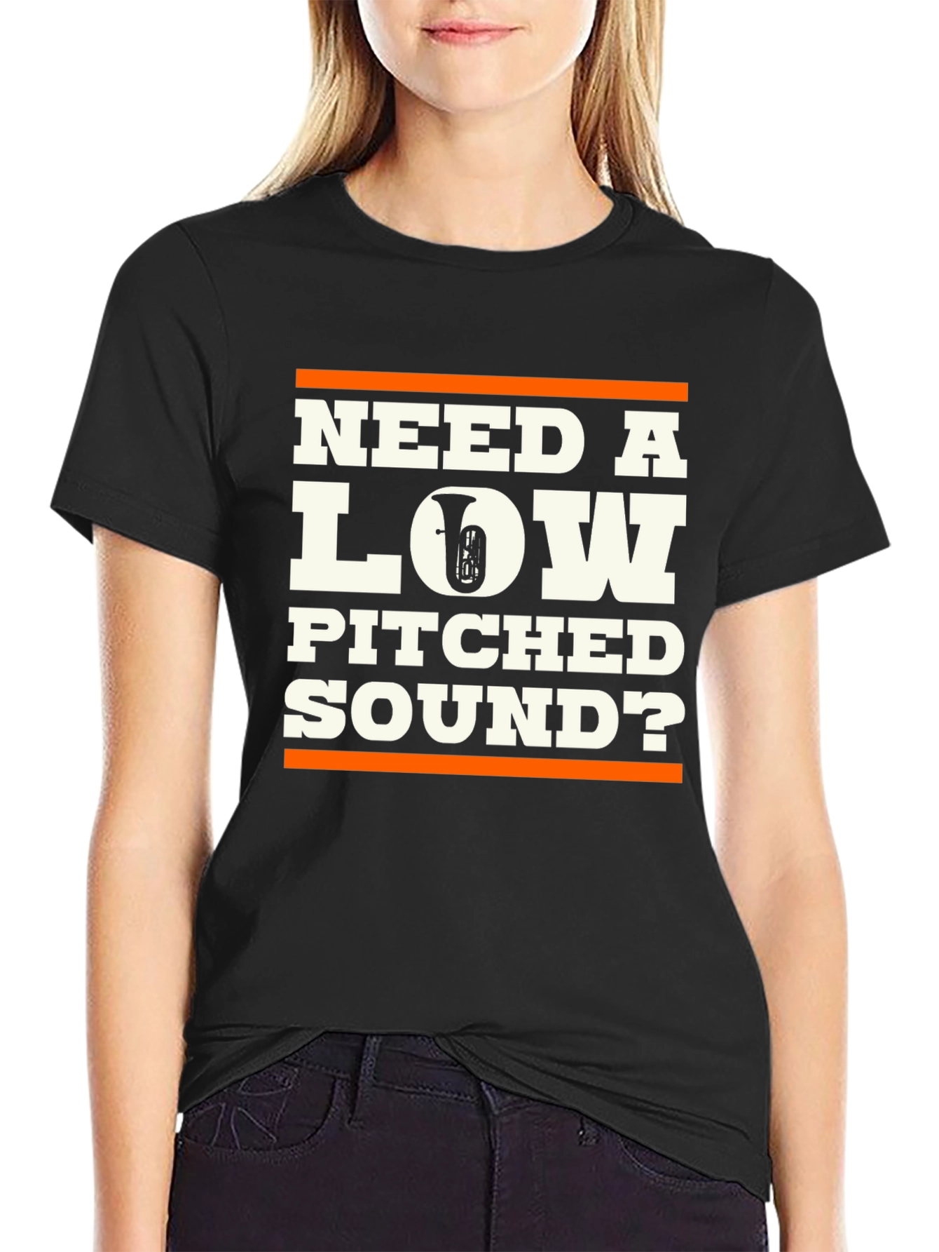 Black Need a Low Pitched Sound? Tuba Graphic T-Shirt view 2