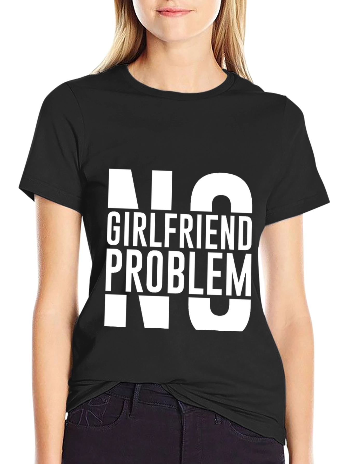 Black No Girlfriend, No Problem Men's Tee view 2