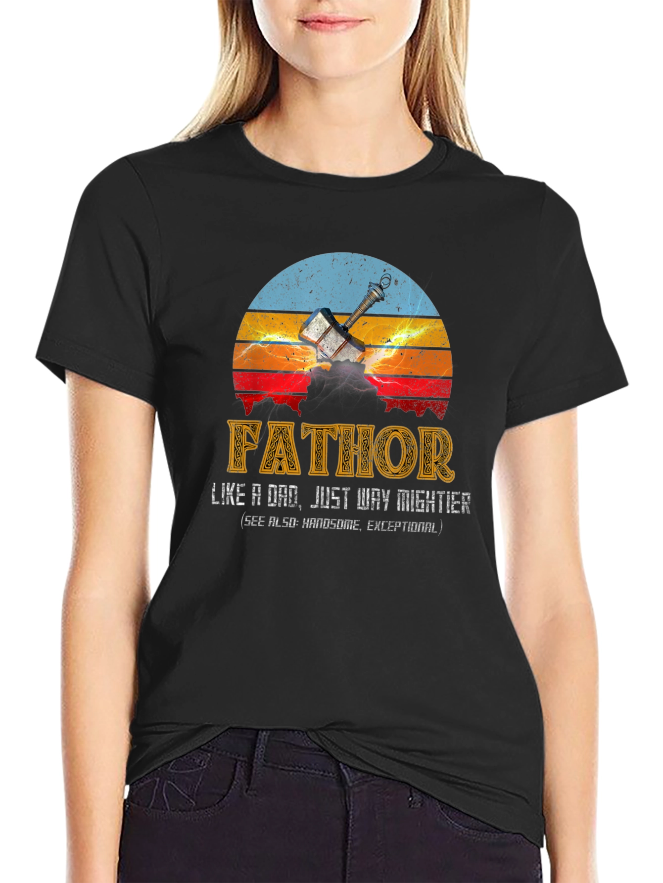 Black Fathor Like a Dad T-Shirt view 2