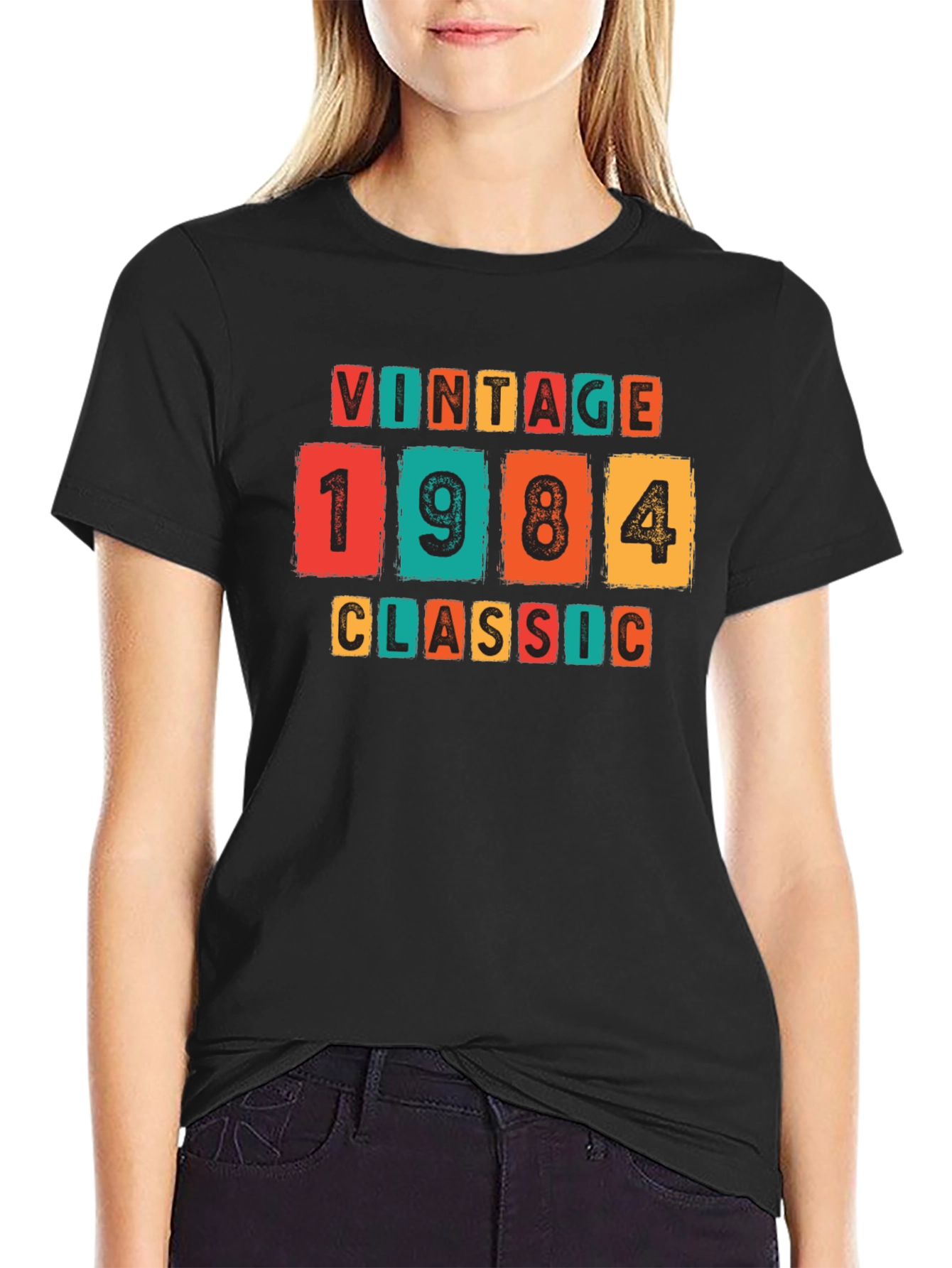 Black Vintage 1984 Classic Graphic T-Shirt view 2