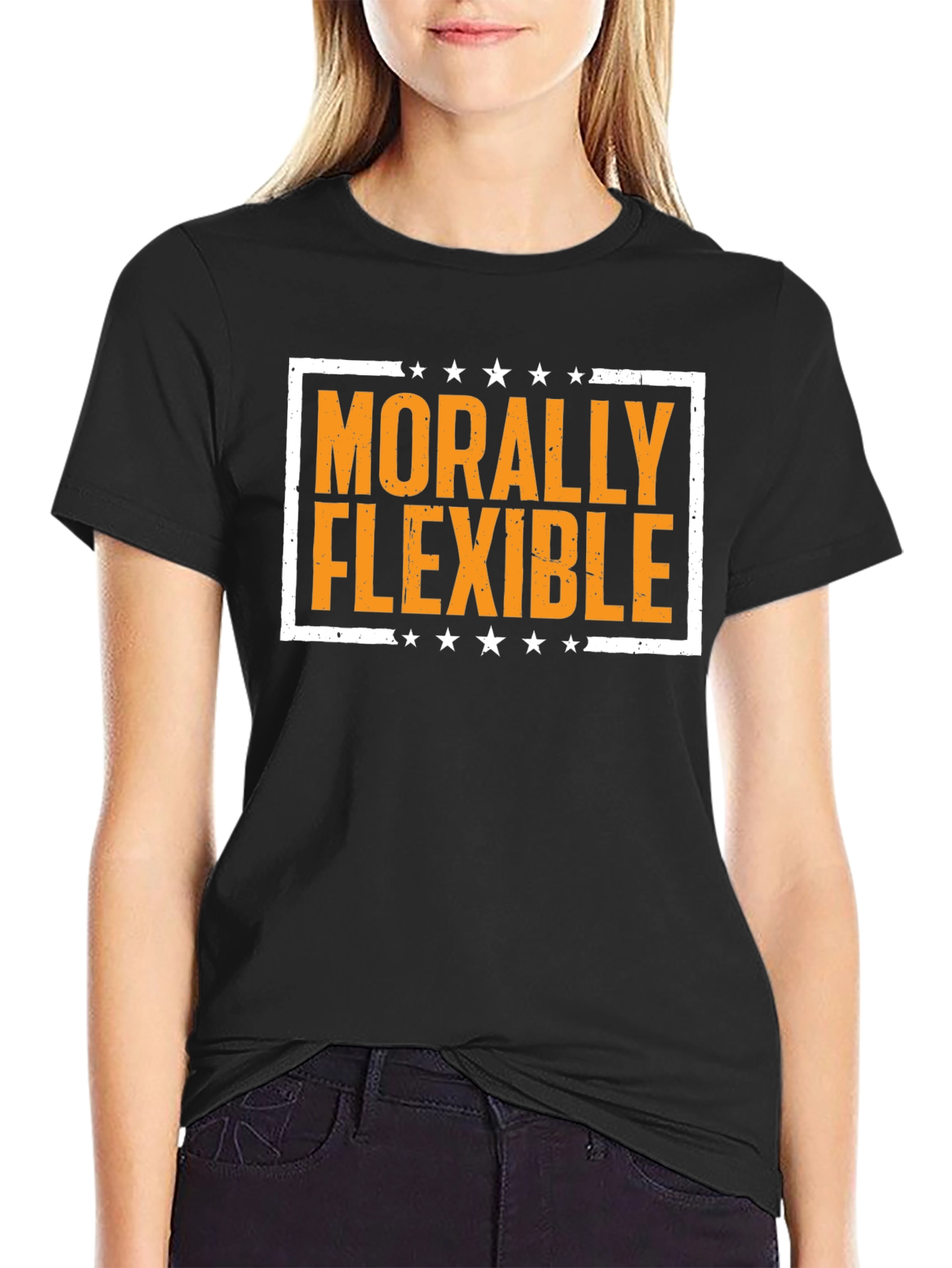 Black Morally Flexible Graphic Tee -  Funny T-Shirt view 2