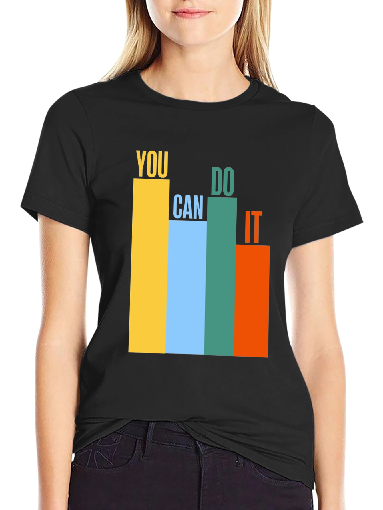 Black Motivational You Can Do It Graphic T-Shirt view 2
