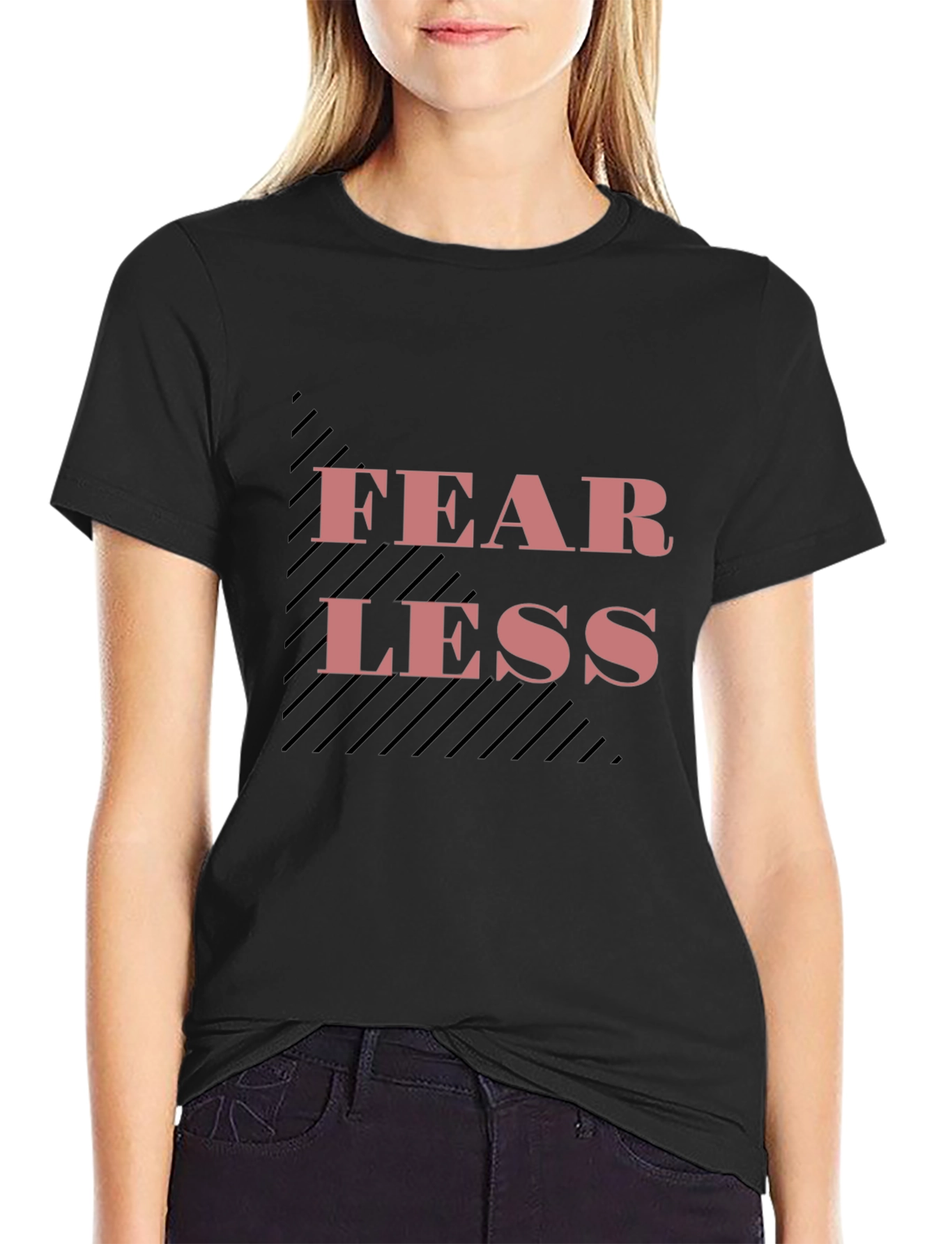 Black Fearless Graphic Tee - Black Cotton Blend view 2