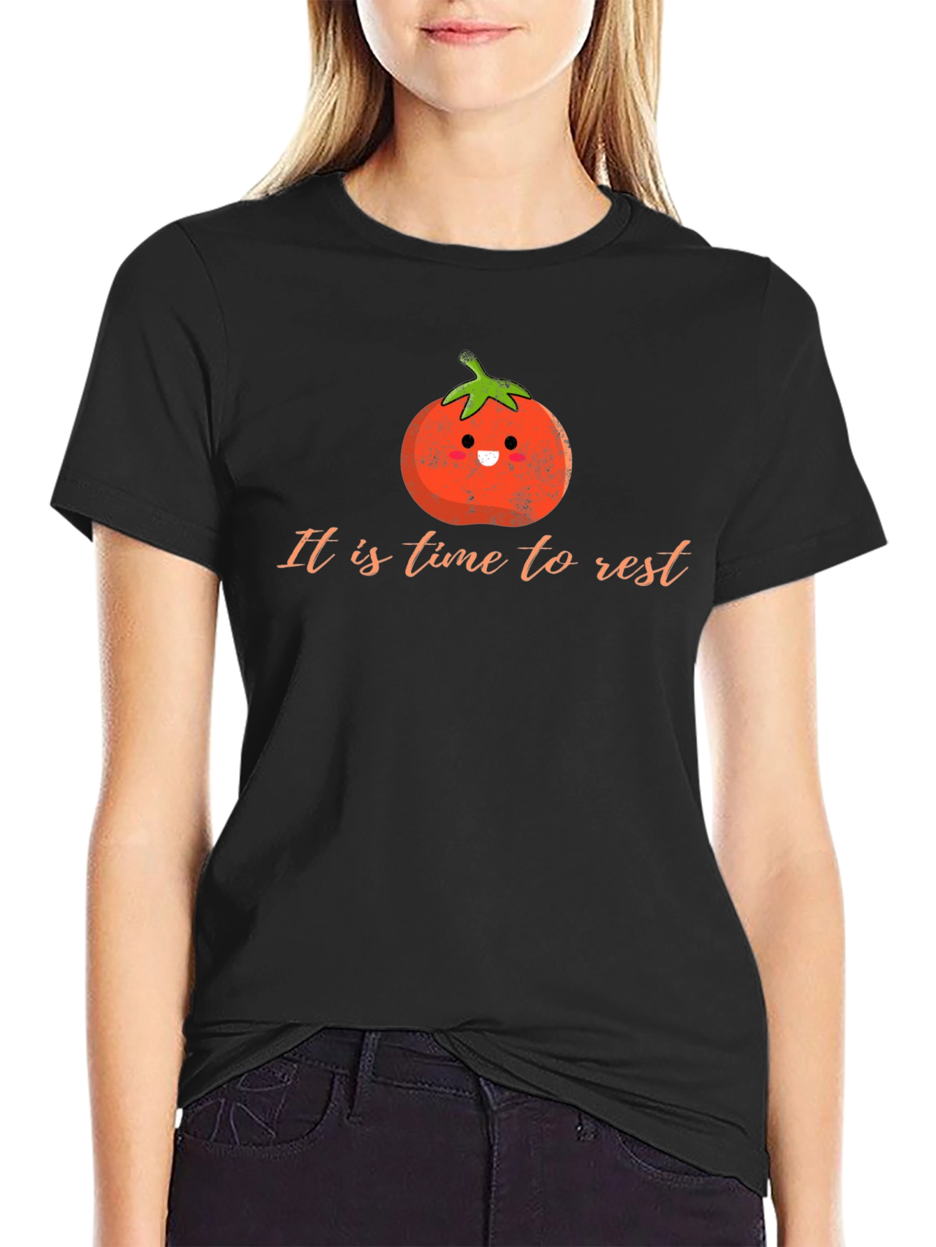 Black Tomato Rest T-Shirt - Funny Fruit Pun Tee view 2