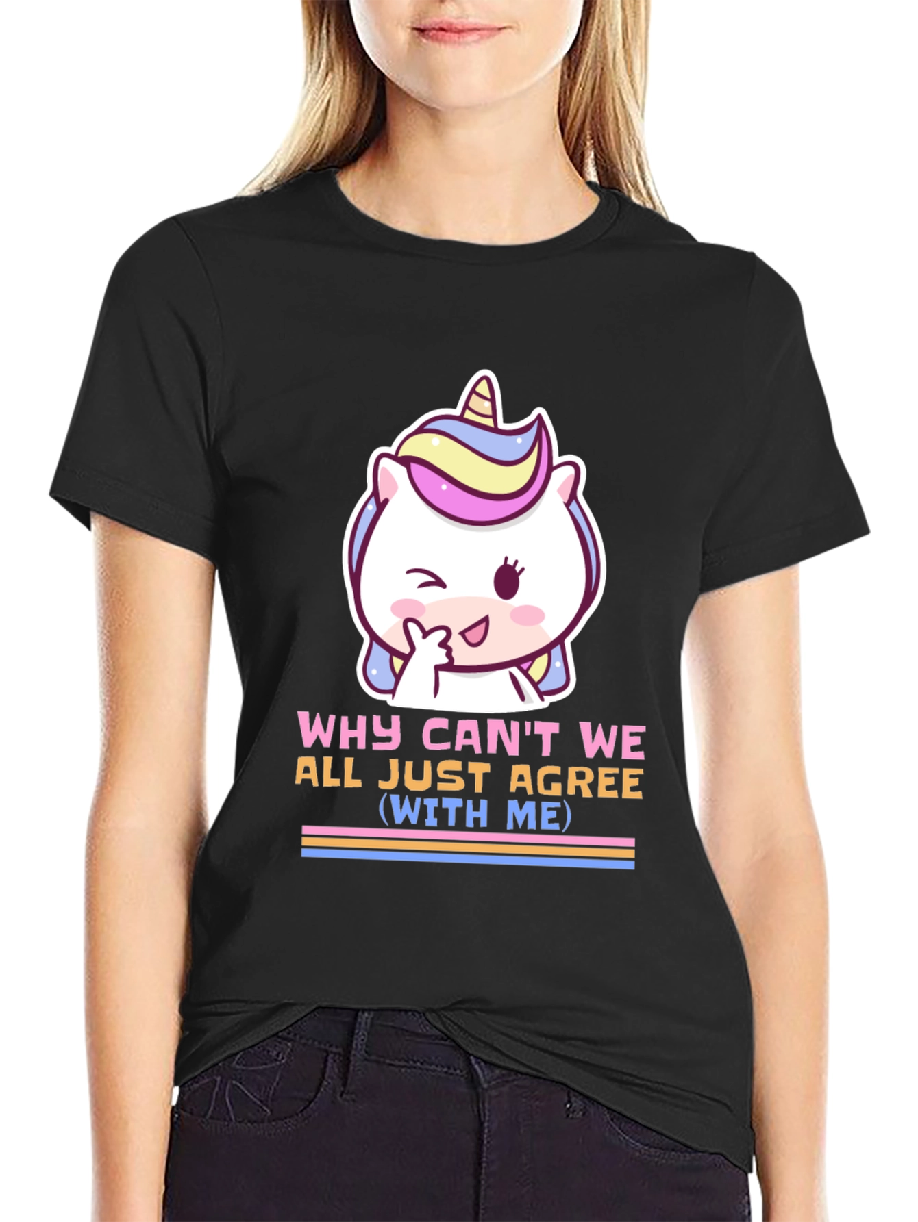 Black Unicorn T-Shirt - Why Can't We All Just Agree (With Me) view 2