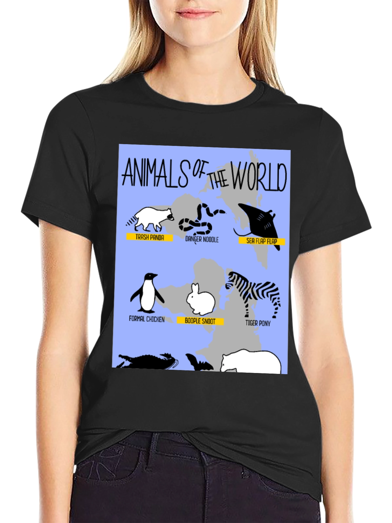Black Animals of the World Graphic T-Shirt view 2