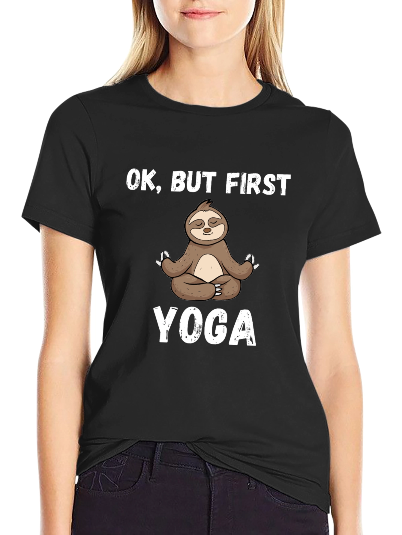 Black OK, BUT FIRST YOGA T-Shirt view 2