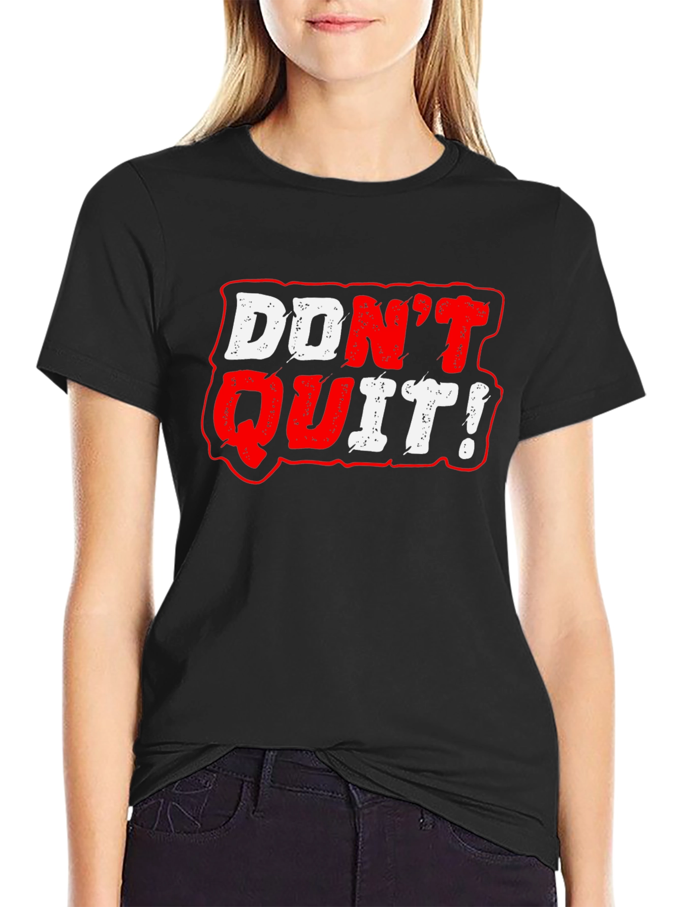 Black Don't Quit Graphic Tee - Motivational Black T-Shirt view 2