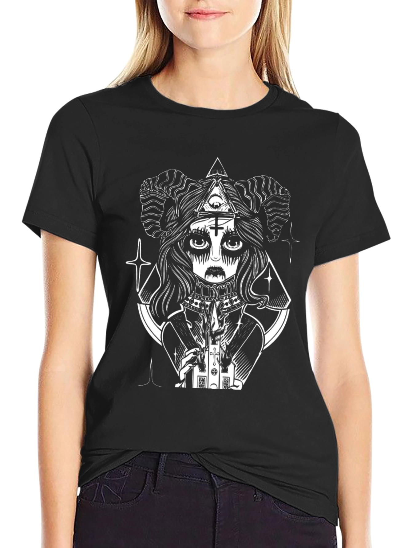 Black Occult Goth Graphic Tee - Black T-Shirt view 2