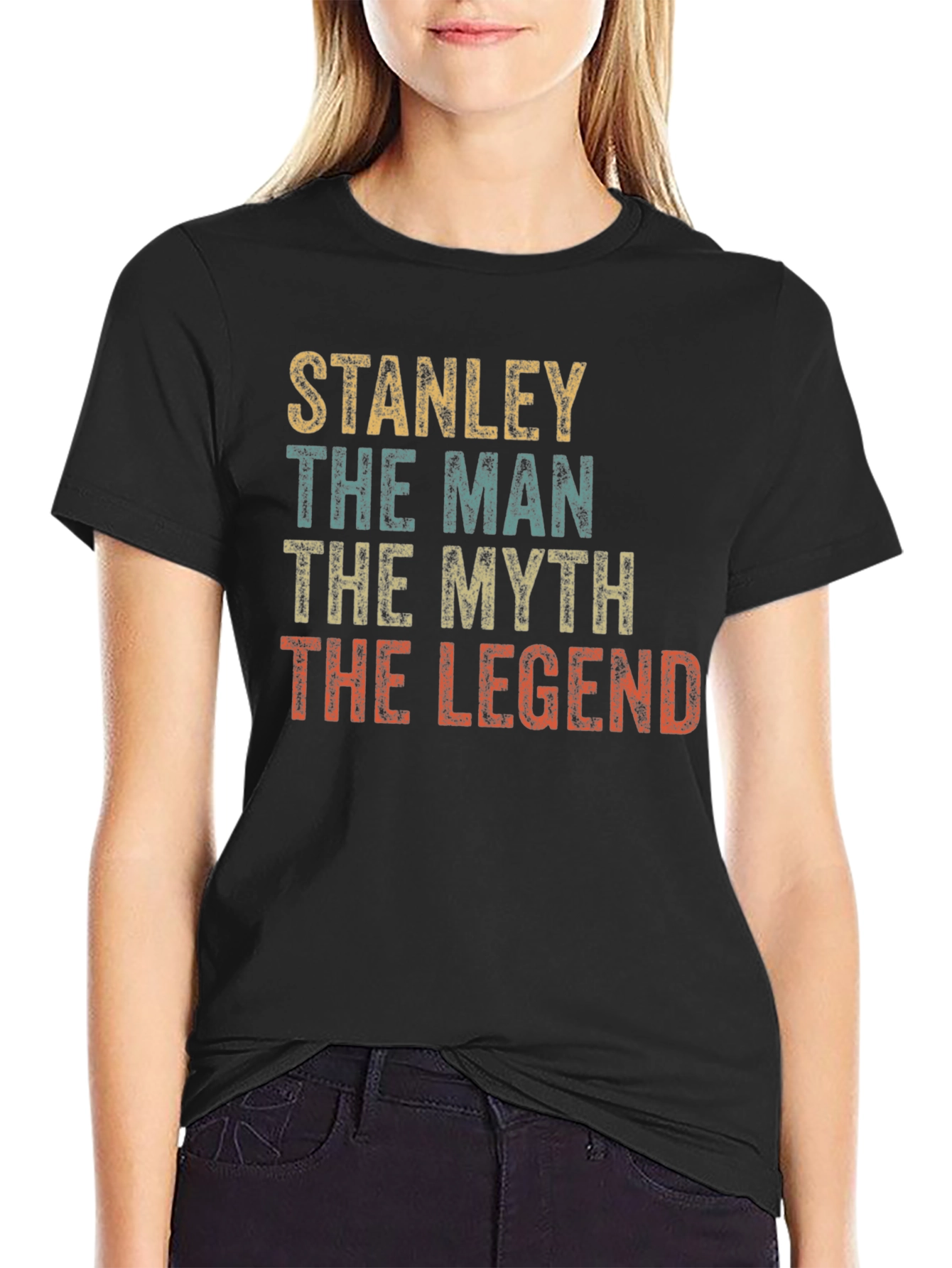 Black Stanley The Man, Myth, Legend T-Shirt - Black view 2