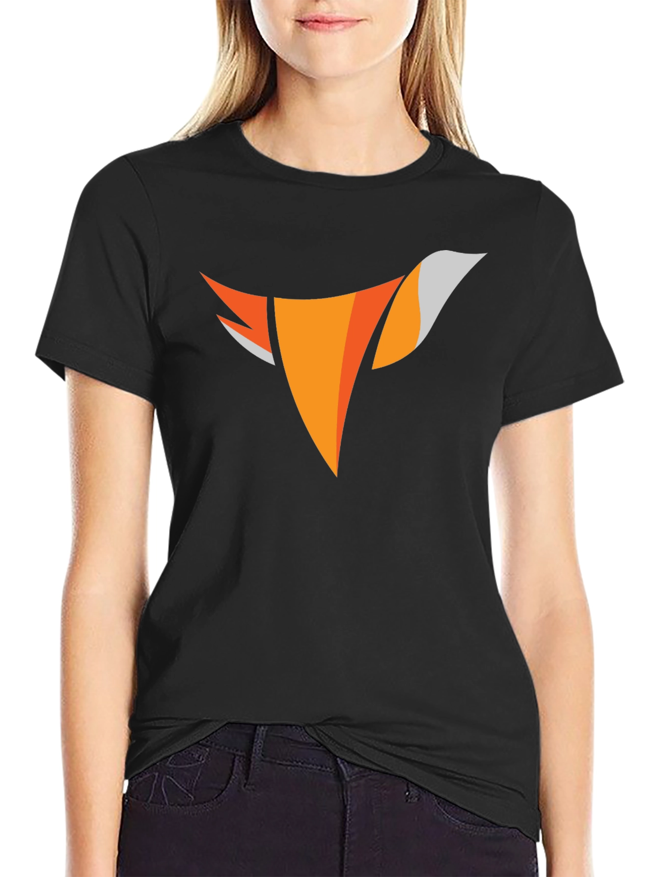 Black Stylish Black T-Shirt with Fox Logo view 2