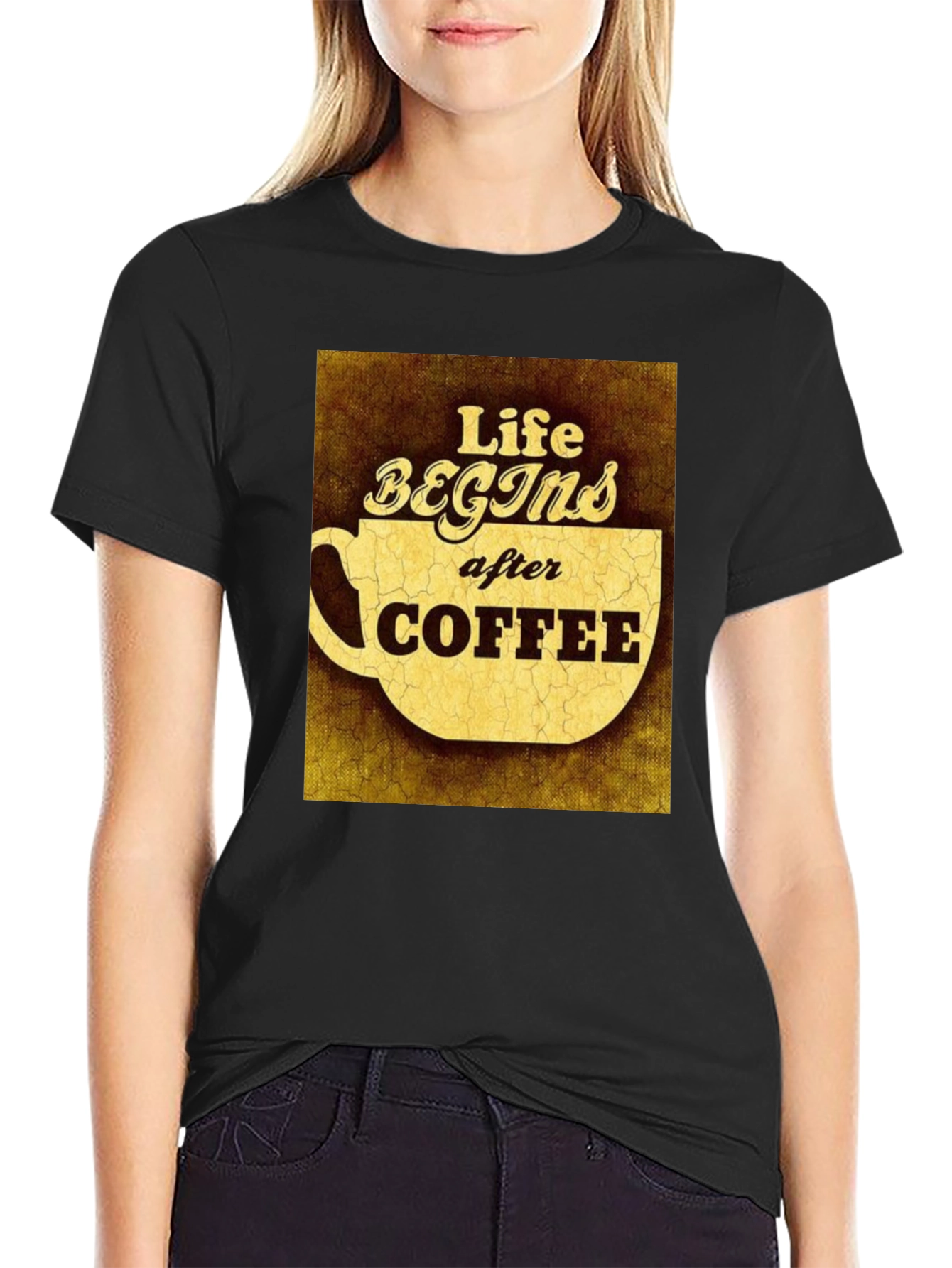 Black Life Begins After Coffee Graphic Tee view 2
