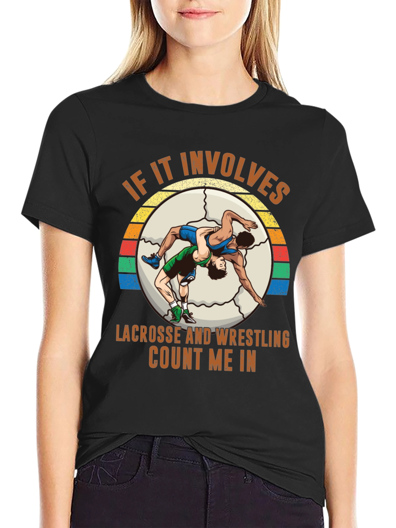 Black Lacrosse Wrestling T-Shirt - Count Me In! view 2
