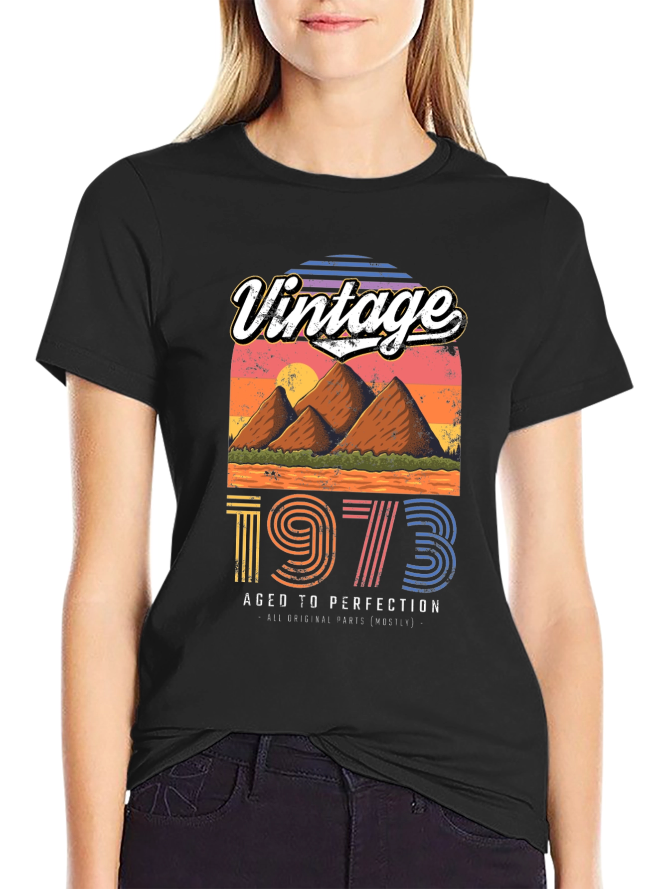 Black Vintage 1973 Aged to Perfection Graphic Tee view 2