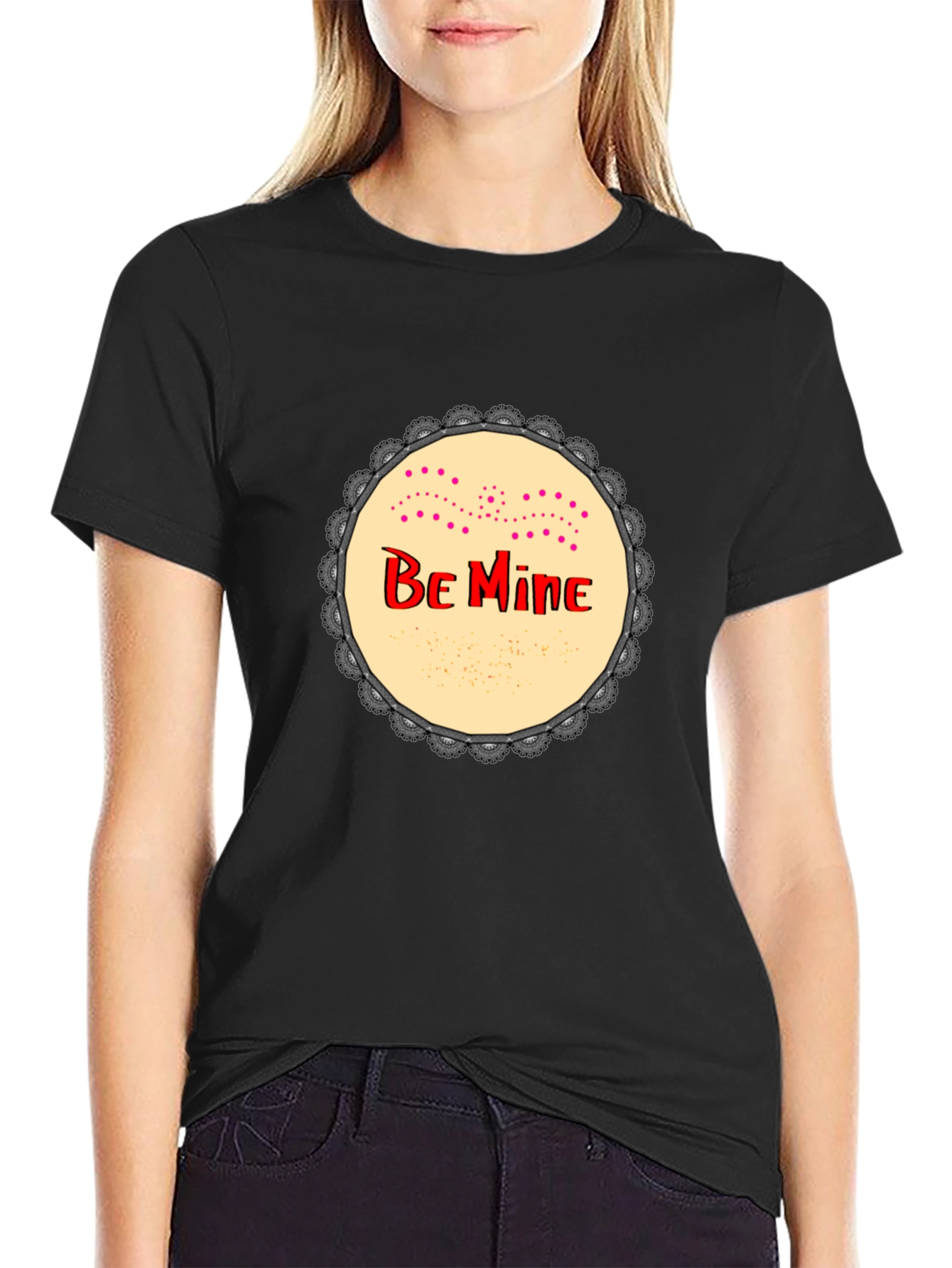 Black Be Mine Graphic Print Black T-Shirt view 2