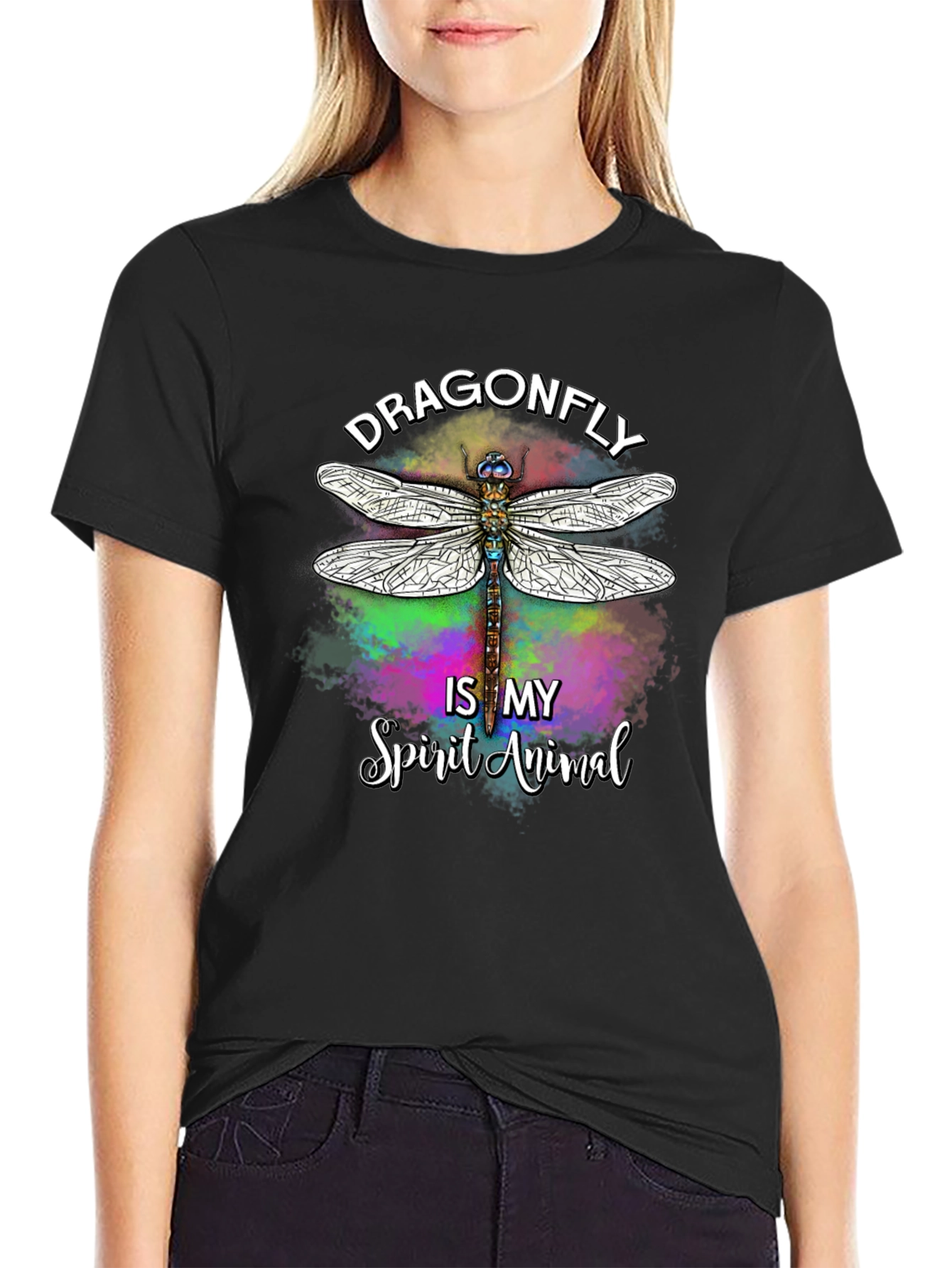 Black Dragonfly Spirit Animal Graphic T-Shirt view 2