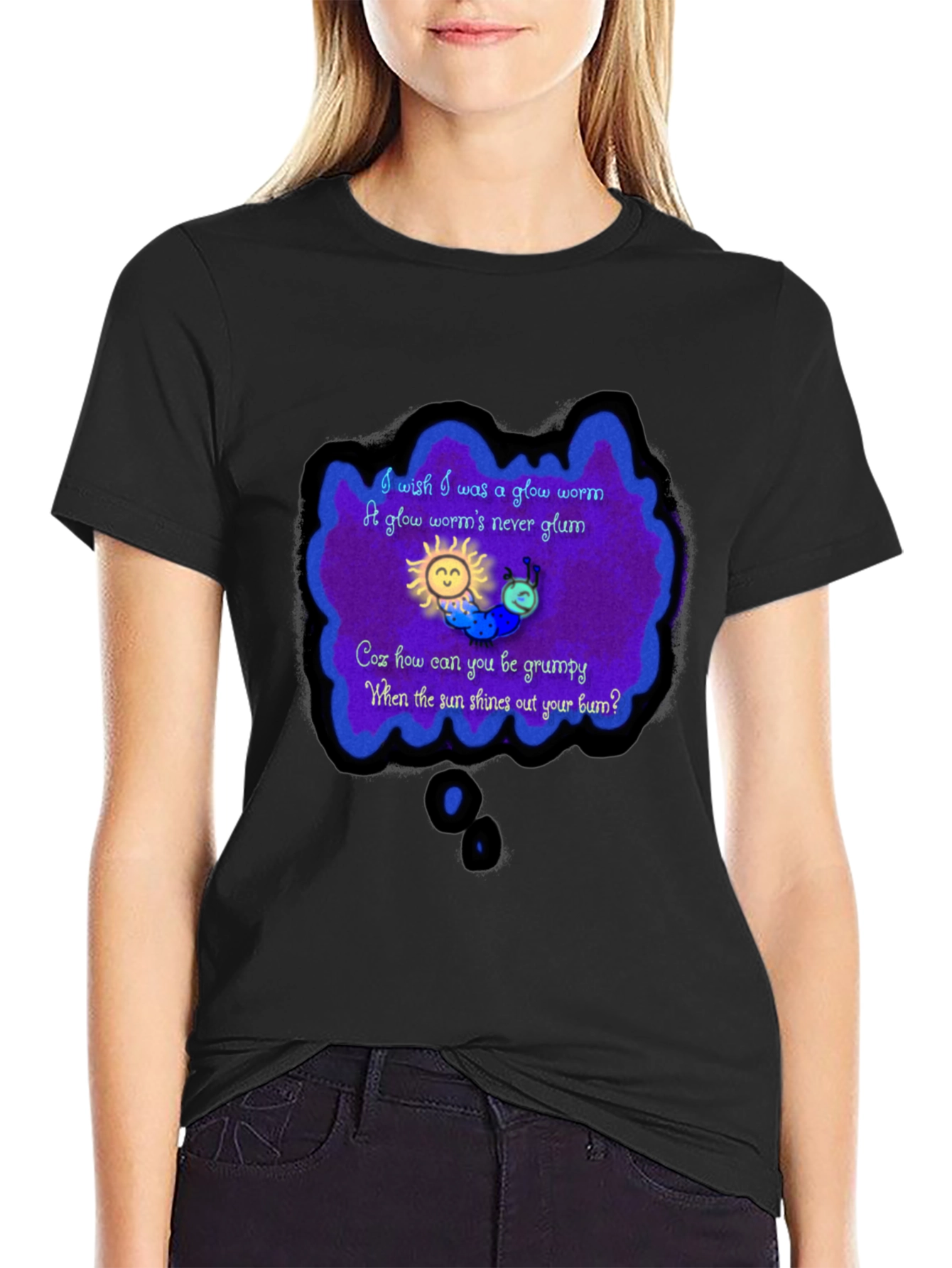 Black Glow Worm Tee - Shine Your Bum! view 2