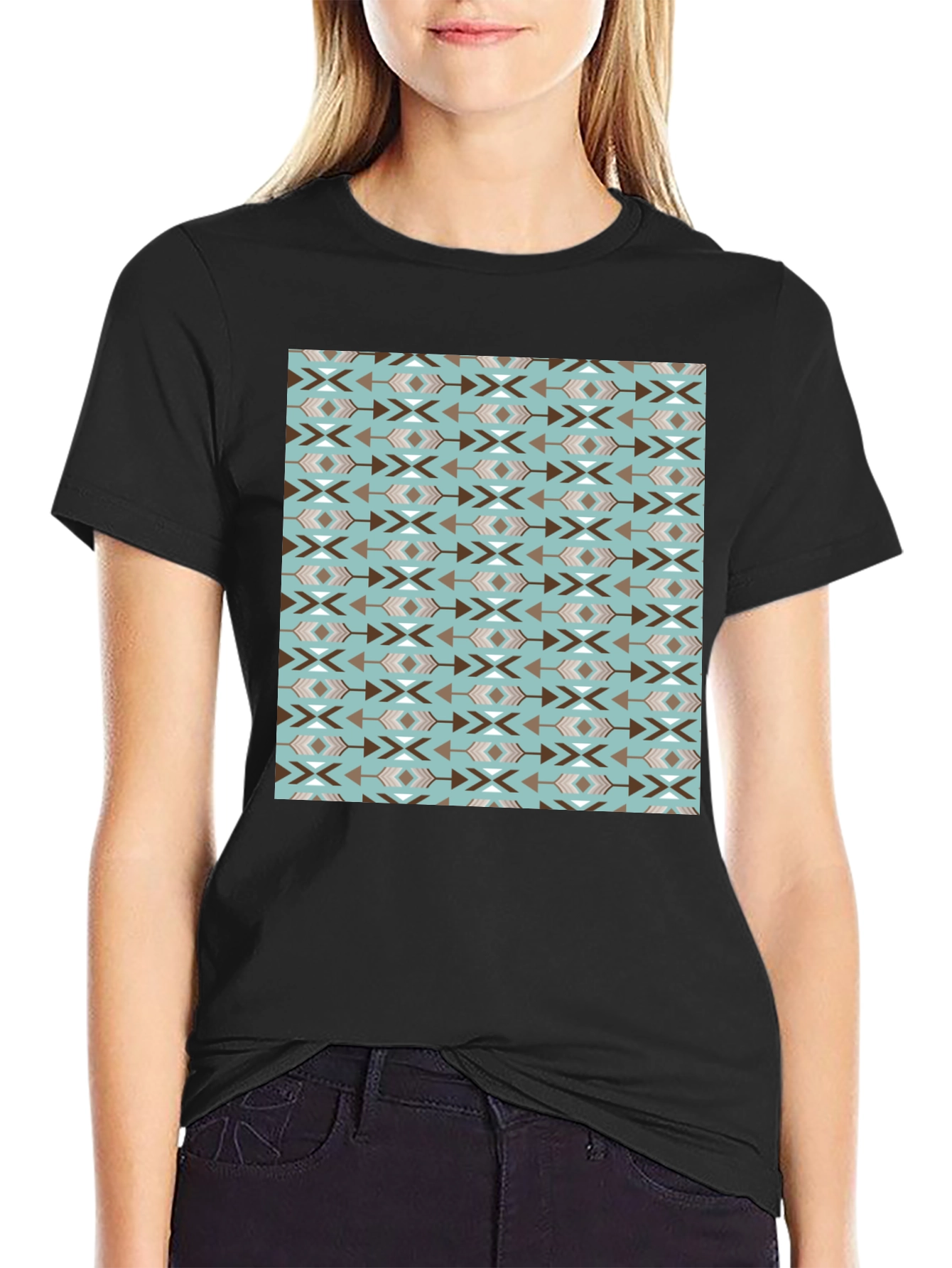 Aztec Pattern Black Tee - 2
