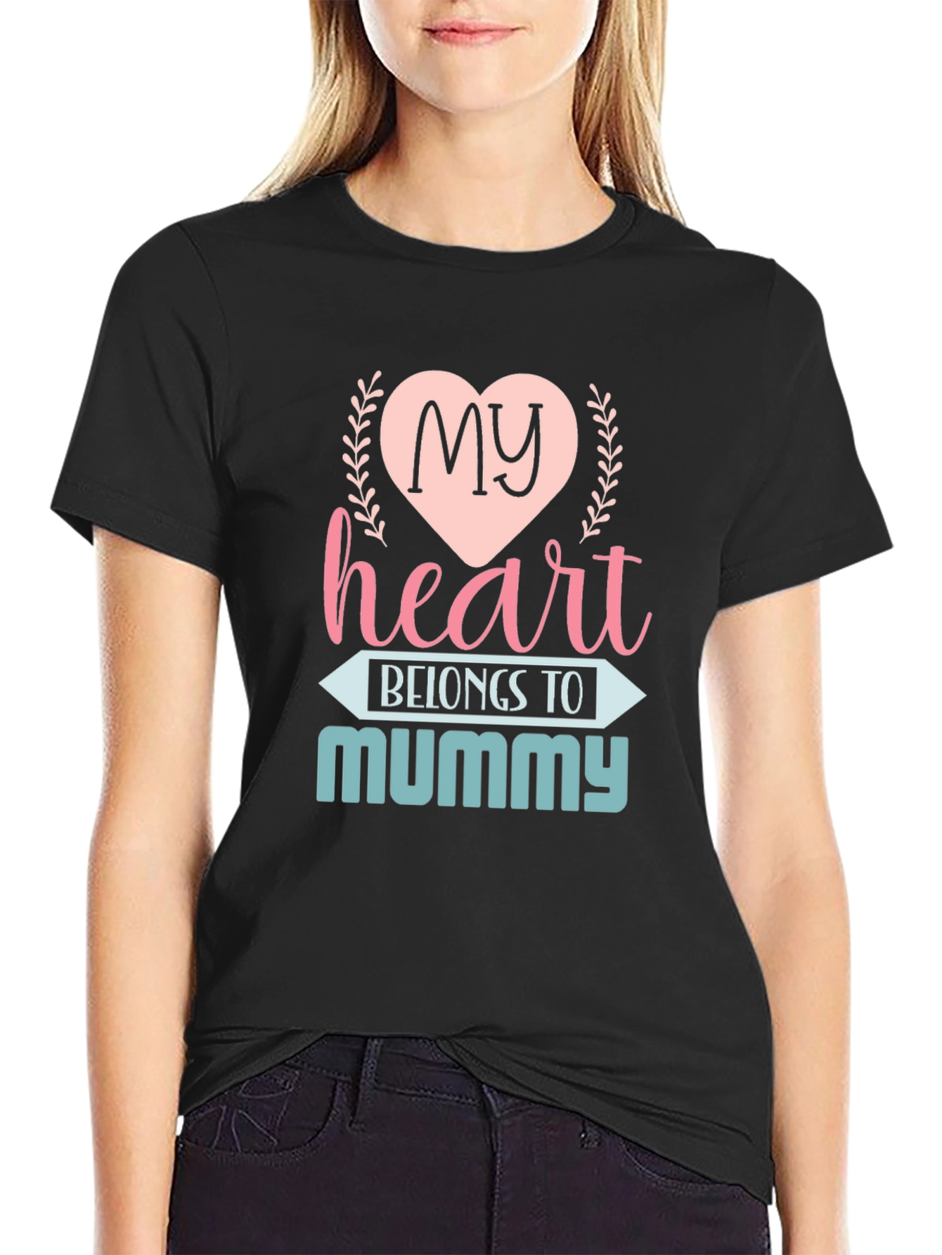 Black My Heart Belongs to Mummy T-Shirt view 2