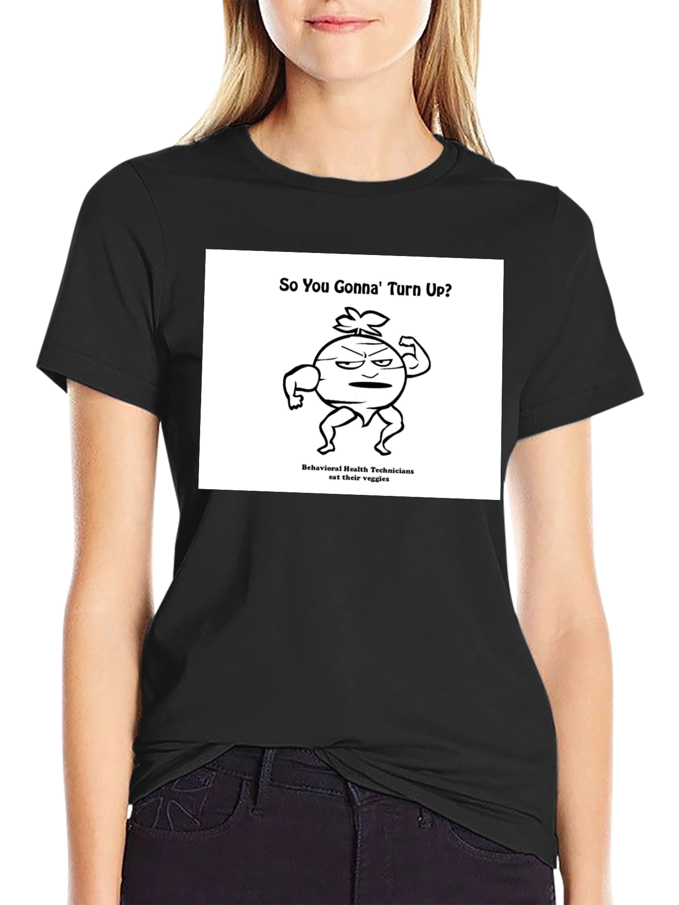 Black Funny Veggie T-Shirt: So You Gonna' Turn Up? view 2