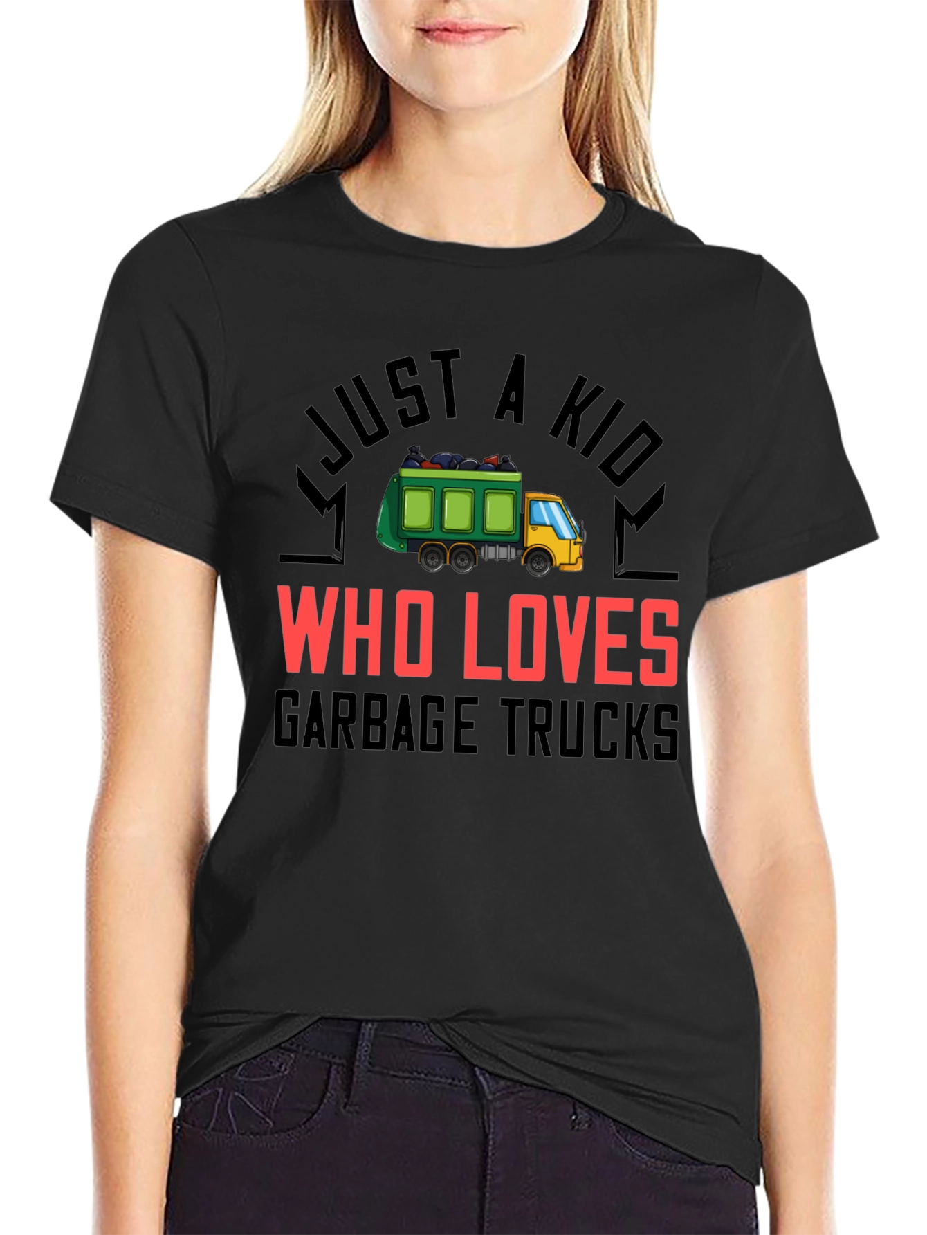 Black Garbage Truck Lover T-Shirt view 2