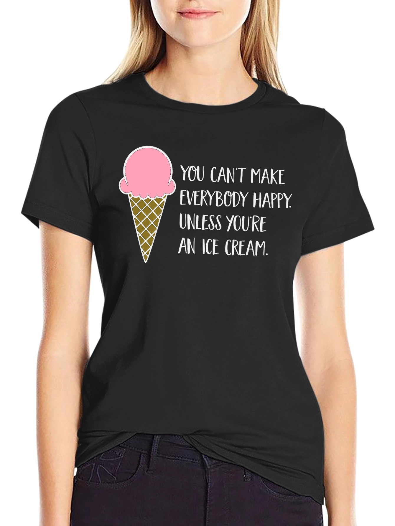 Black Ice Cream Happiness T-Shirt - Funny Graphic Tee view 2