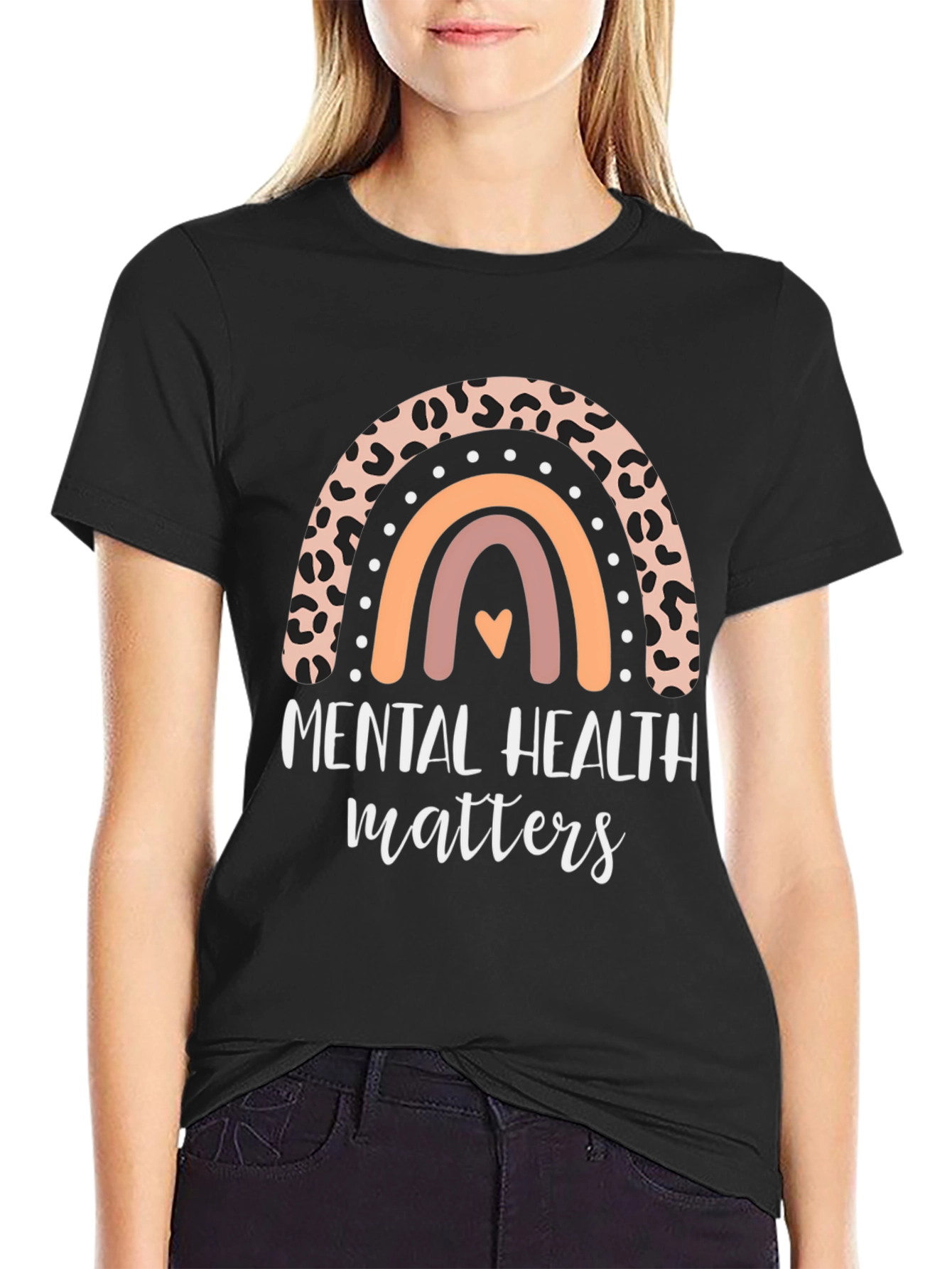 Black Mental Health Matters Rainbow Graphic T-Shirt view 2