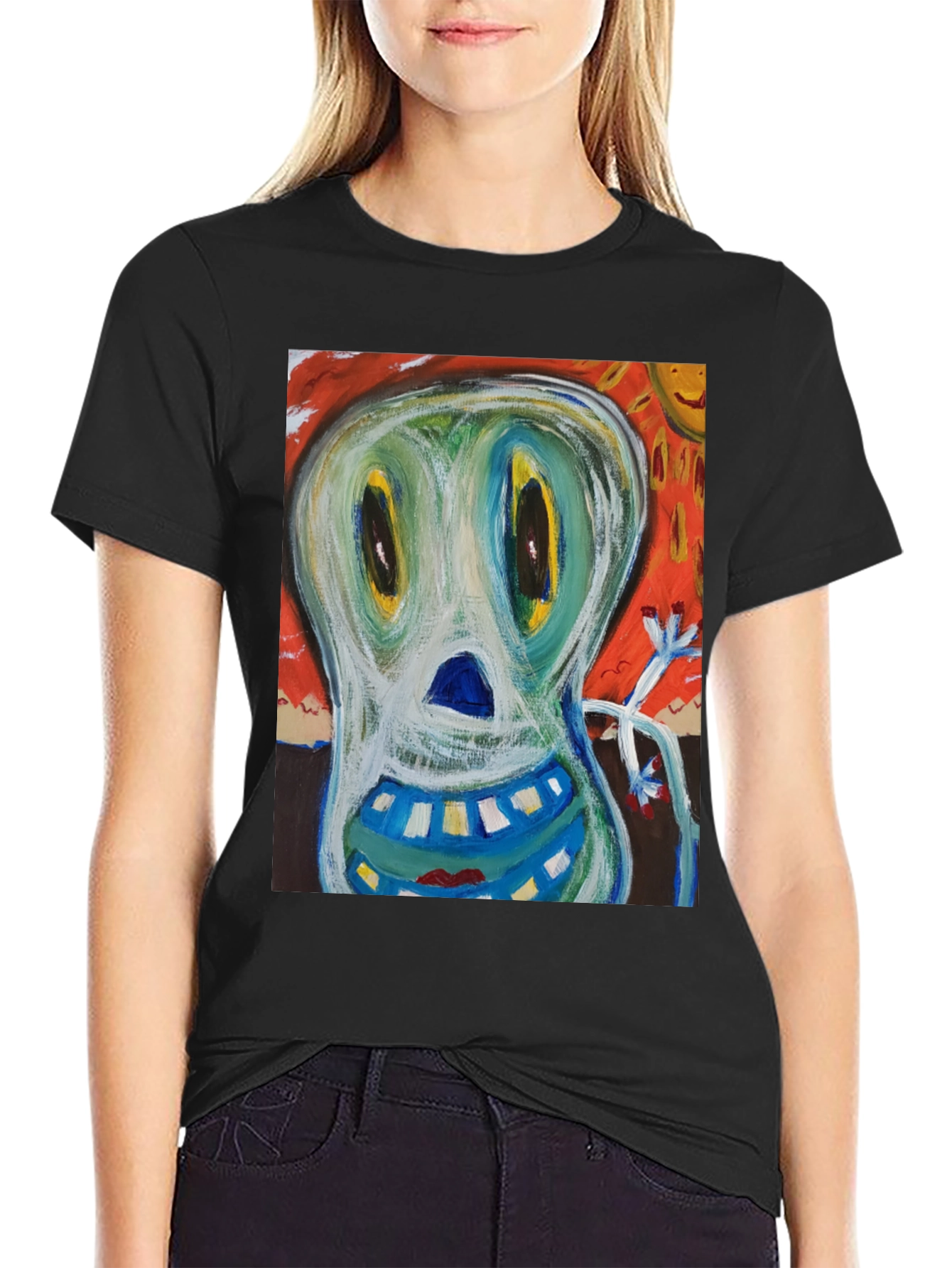 Black Abstract Art Graphic Tee - Quirky Style view 2