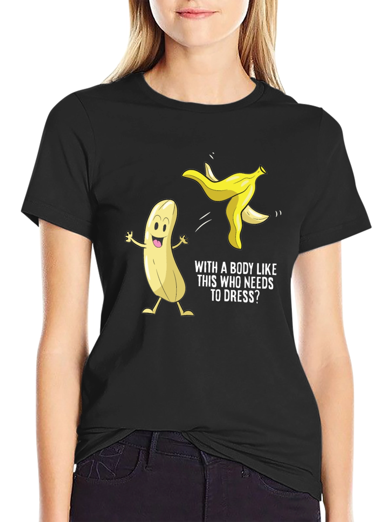 Black Funny Banana T-Shirt: With a Body Like This view 2