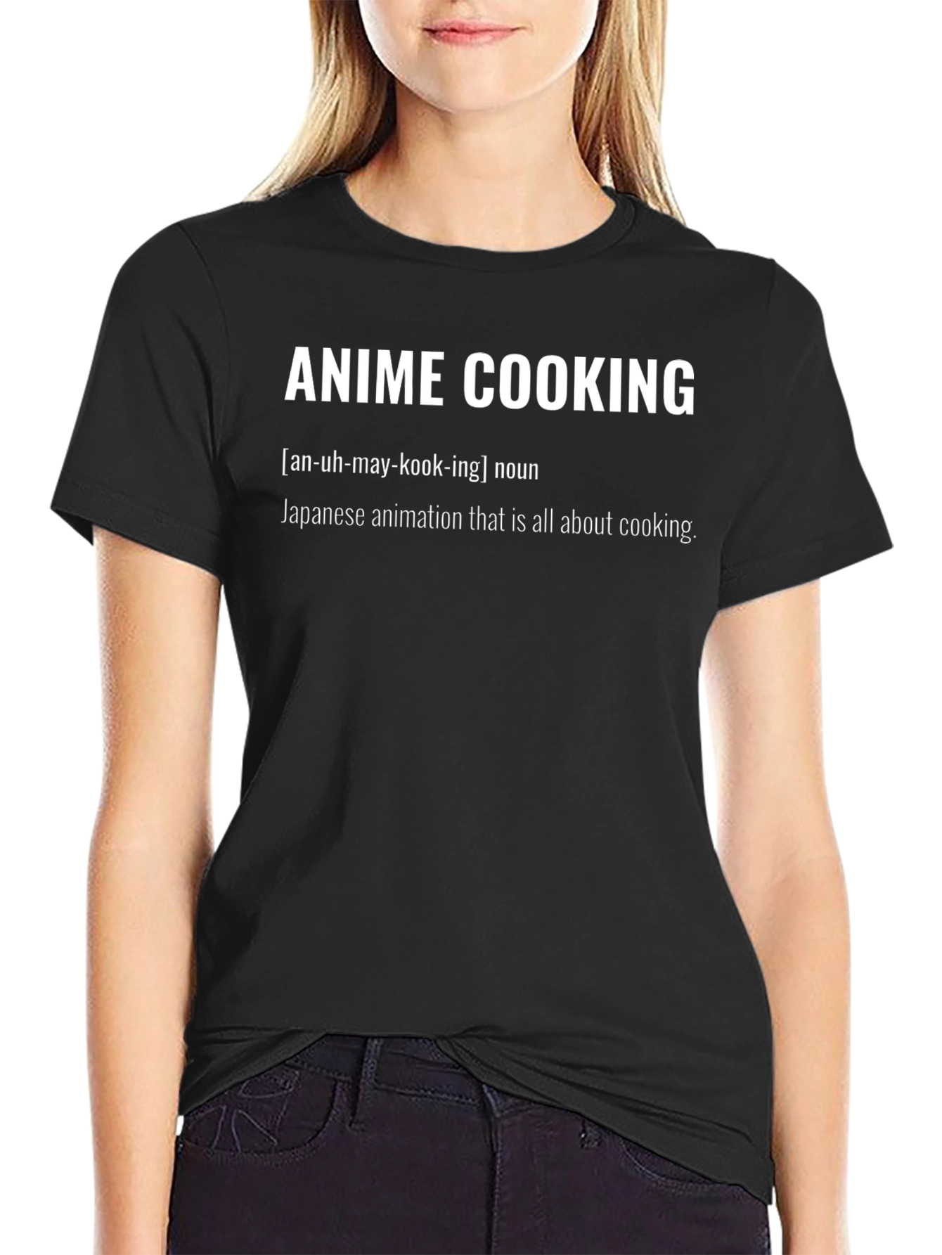 Black Anime Cooking Definition T-Shirt - Japanese Animation Tee view 2