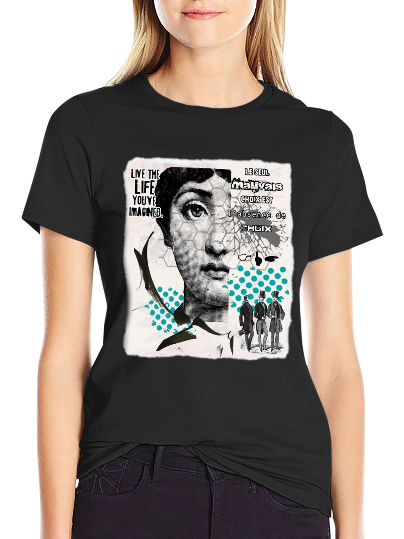 Black Abstract Graphic Print Men's Black T-Shirt view 2