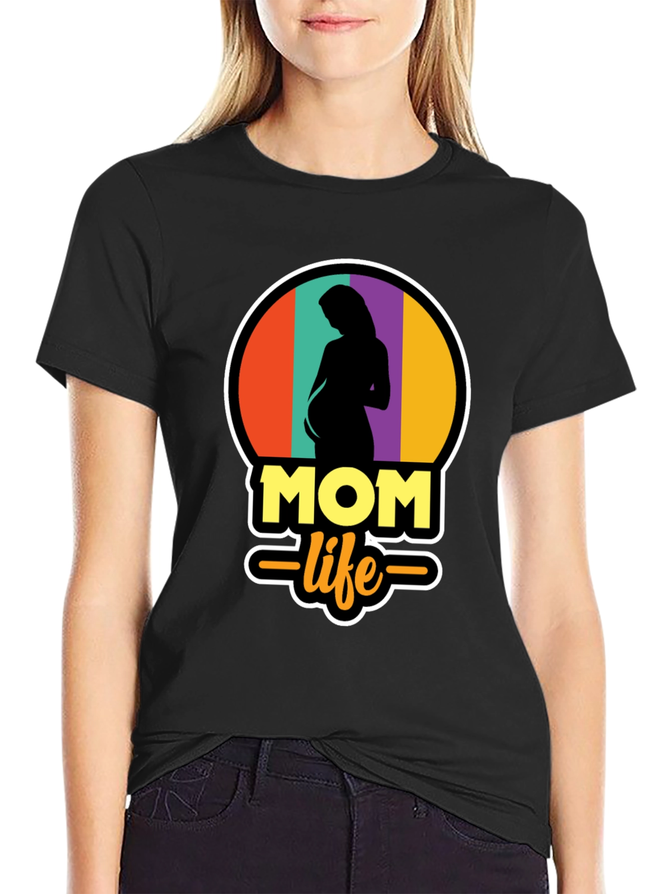 Black Mom Life T-Shirt - Pregnancy Tee view 2