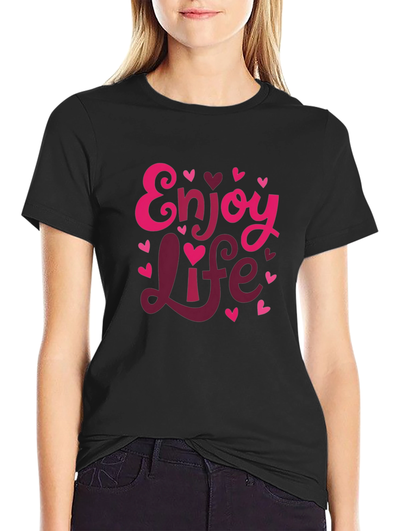 Black Enjoy Life Valentine's Day Graphic Tee view 2