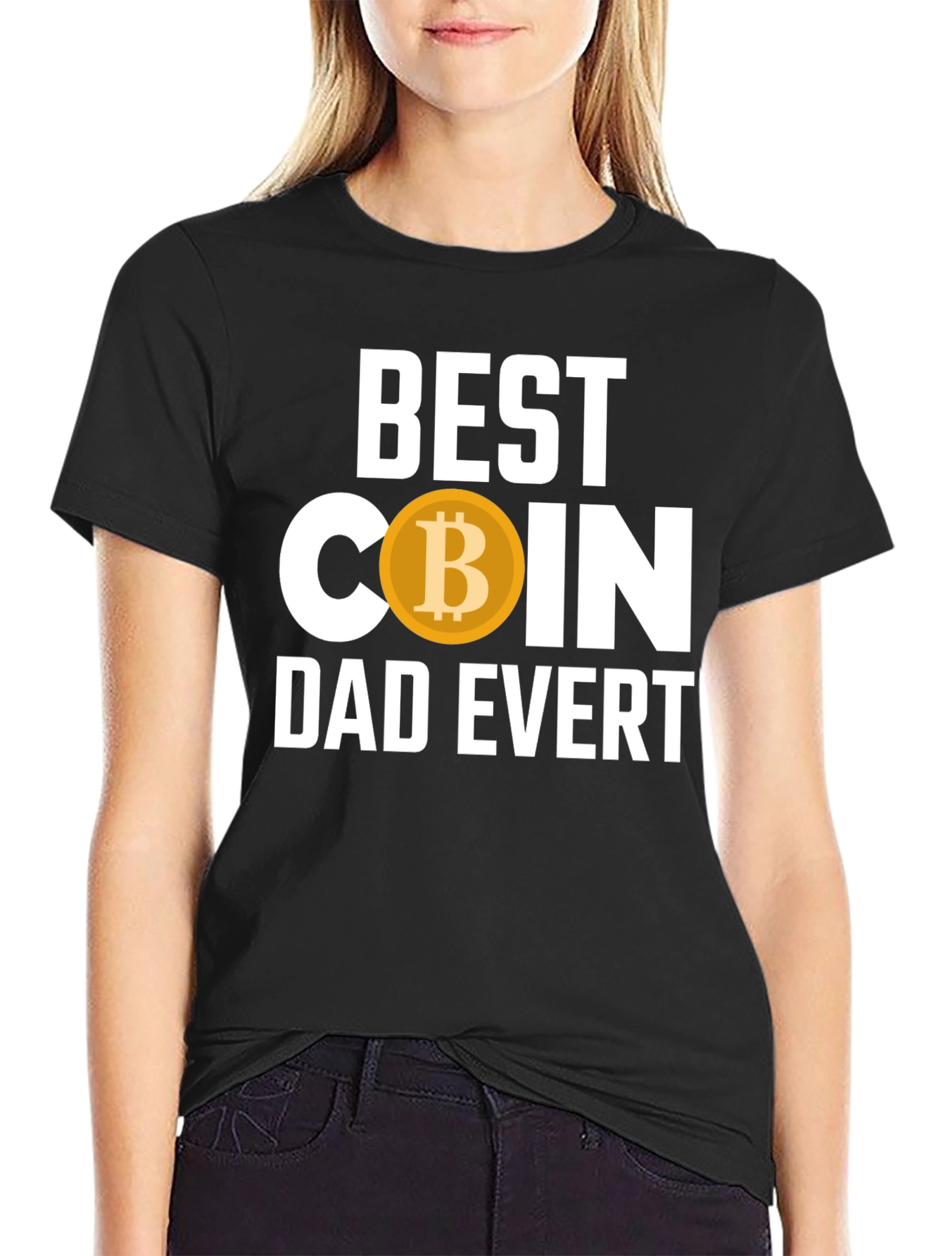 Black Best Coin Dad Ever T-Shirt - Crypto Bitcoin view 2